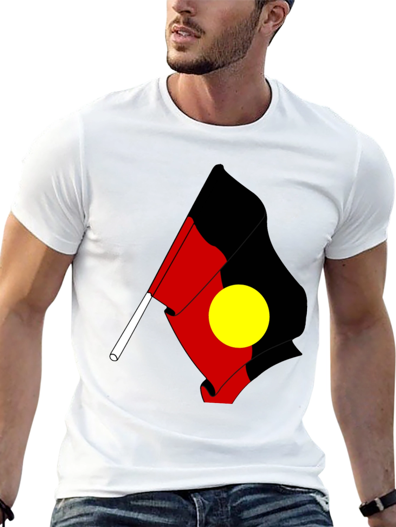 Indigenous Flag T-Shirt - Black Cotton Tee