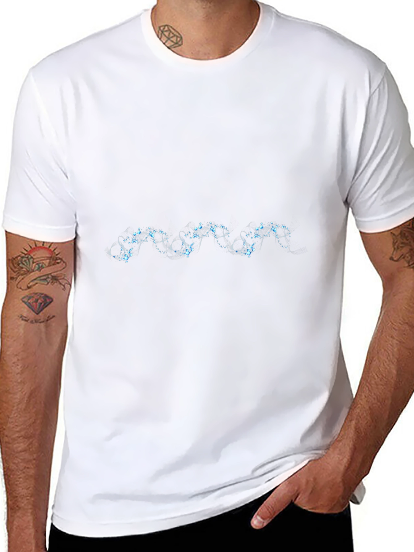 Mens Black T-Shirt with Abstract Blue Design