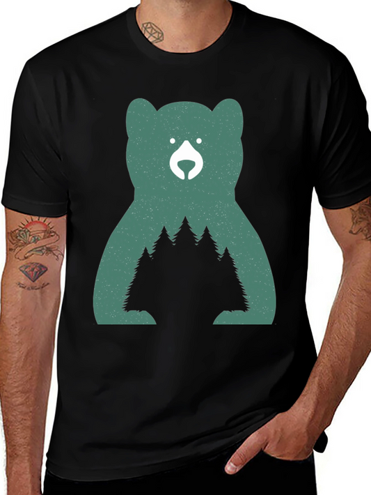 Bear & Forest Graphic Tee - Nature Inspired Shirt