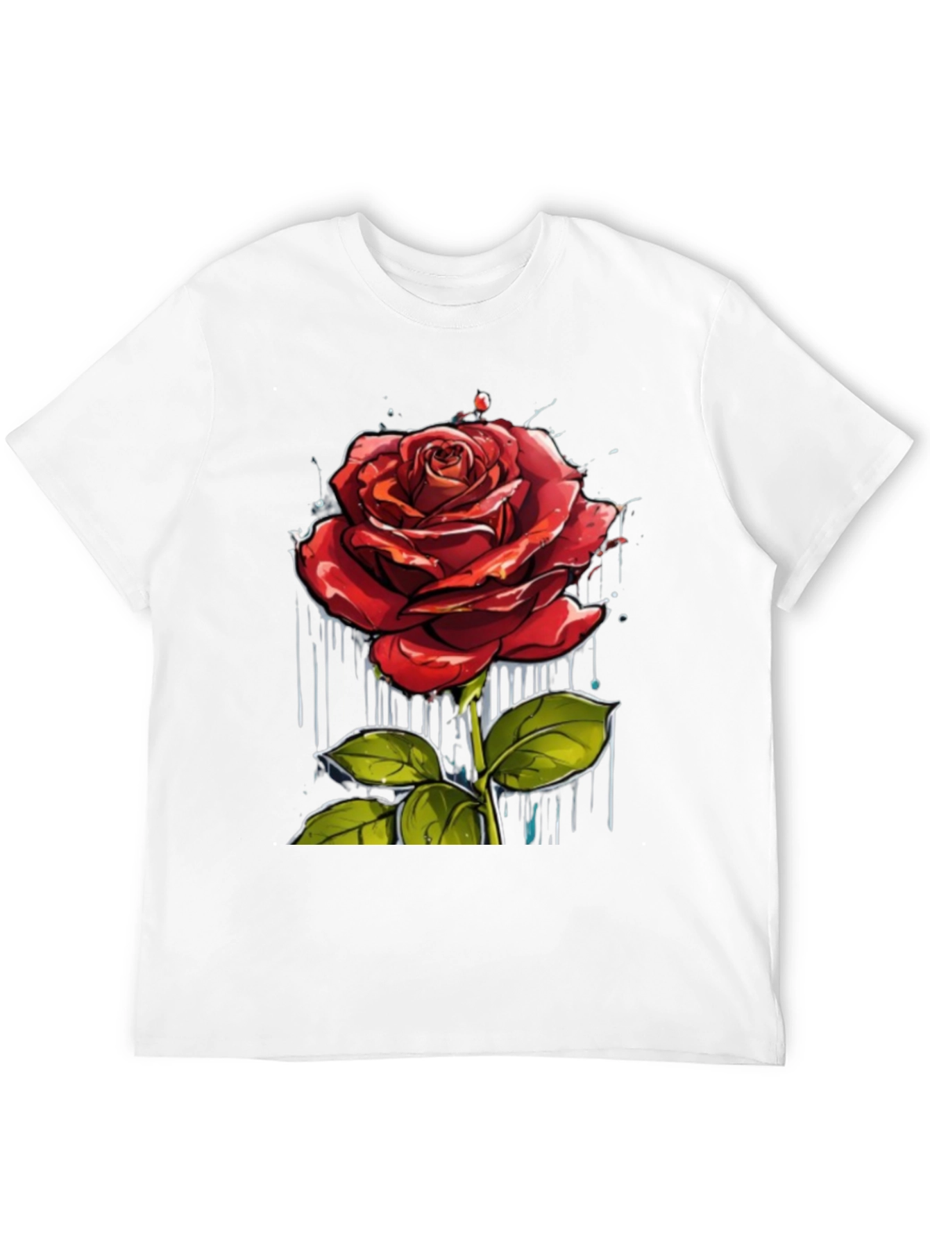 Rose Graphic Print Crew Neck T-Shirt
