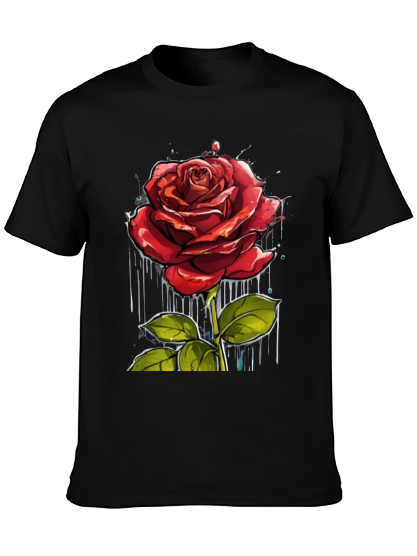 Rose Graphic Print Crew Neck T-Shirt