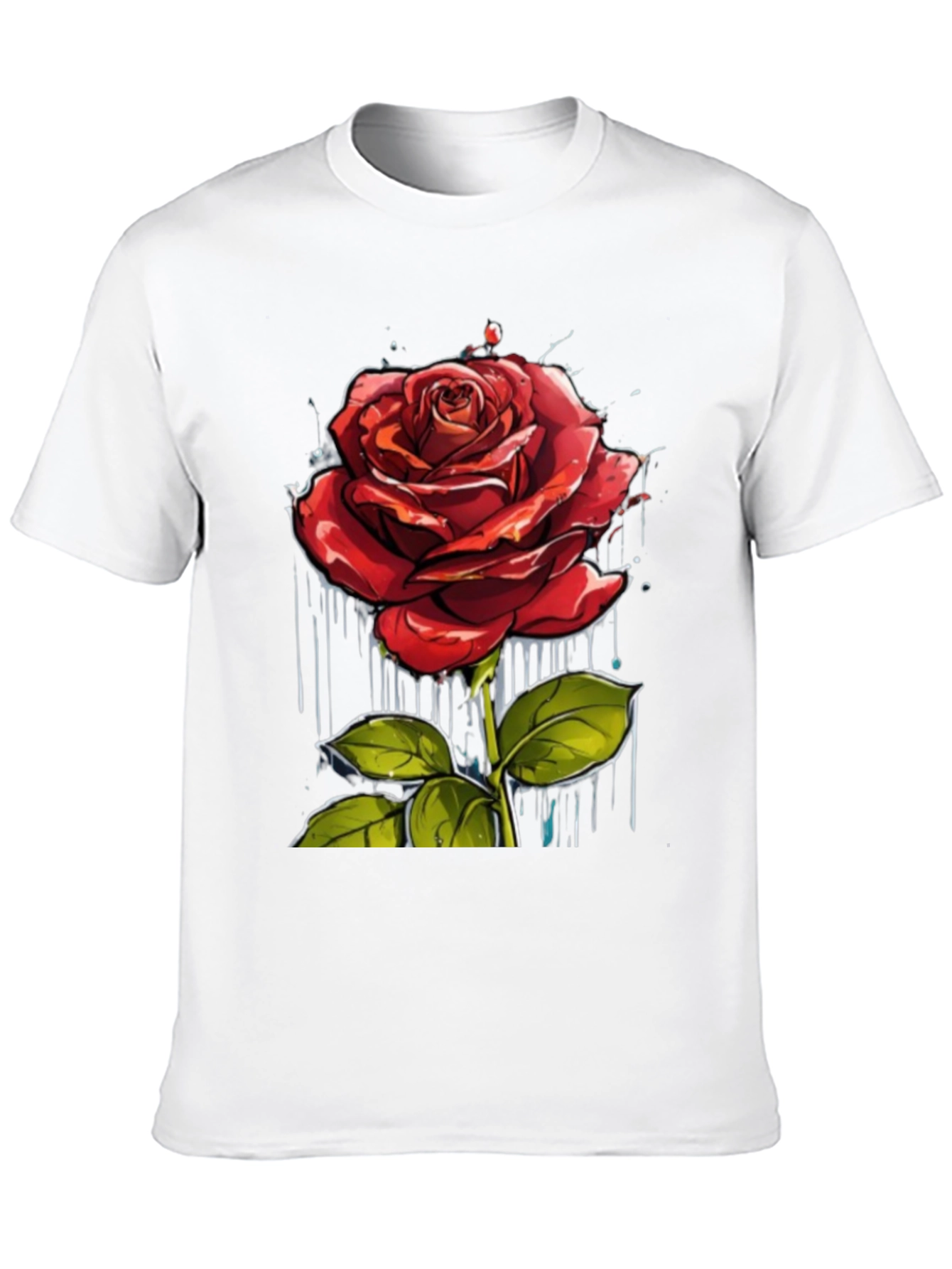 Rose Graphic Print Crew Neck T-Shirt