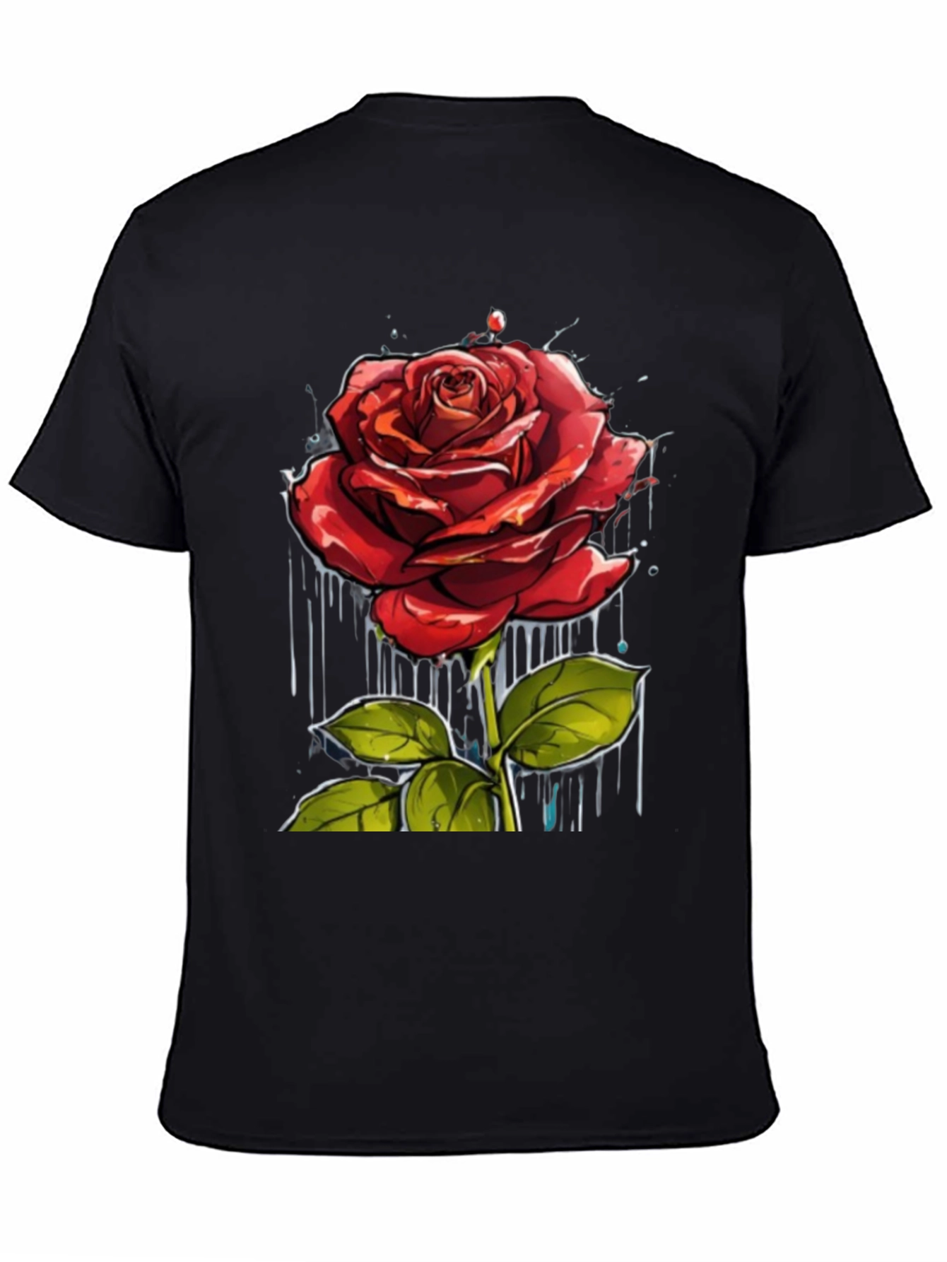 Rose Graphic Print Crew Neck T-Shirt