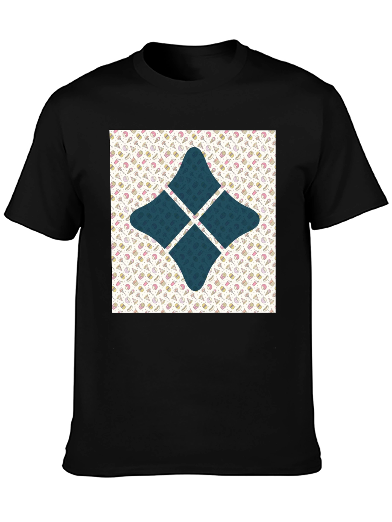 Patterned Starburst Graphic Tee - Black