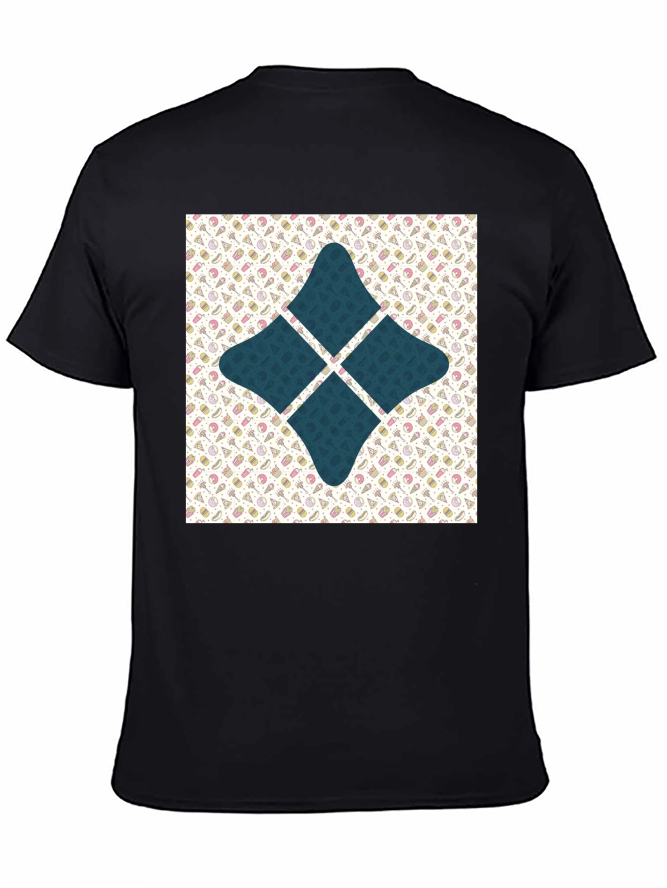 Patterned Starburst Graphic Tee - Black