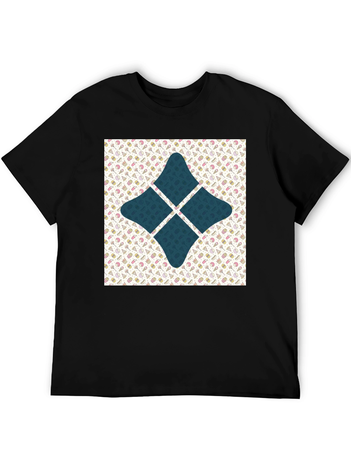 Patterned Starburst Graphic Tee - Black