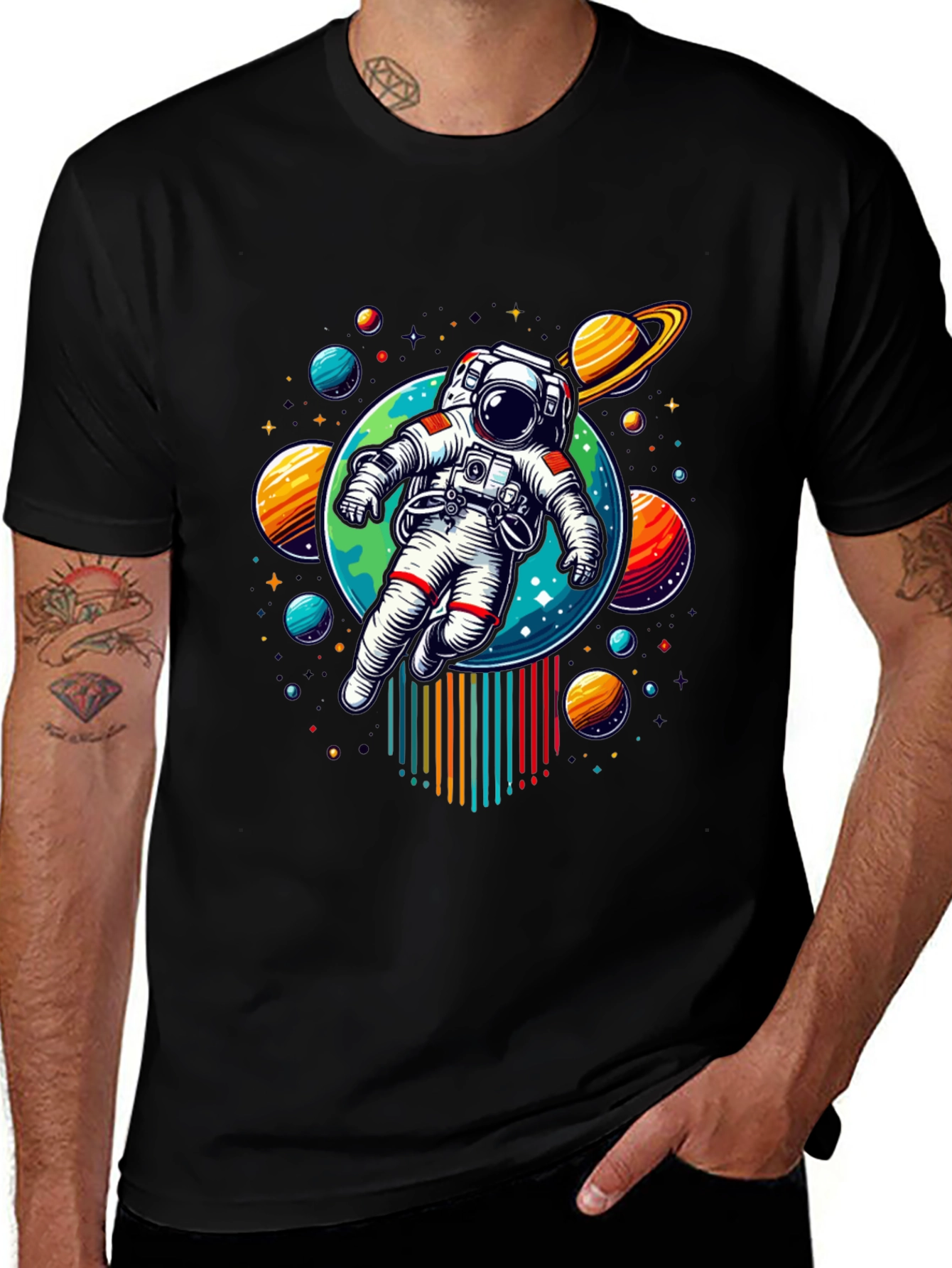 Astronaut Galaxy Graphic Print T-Shirt
