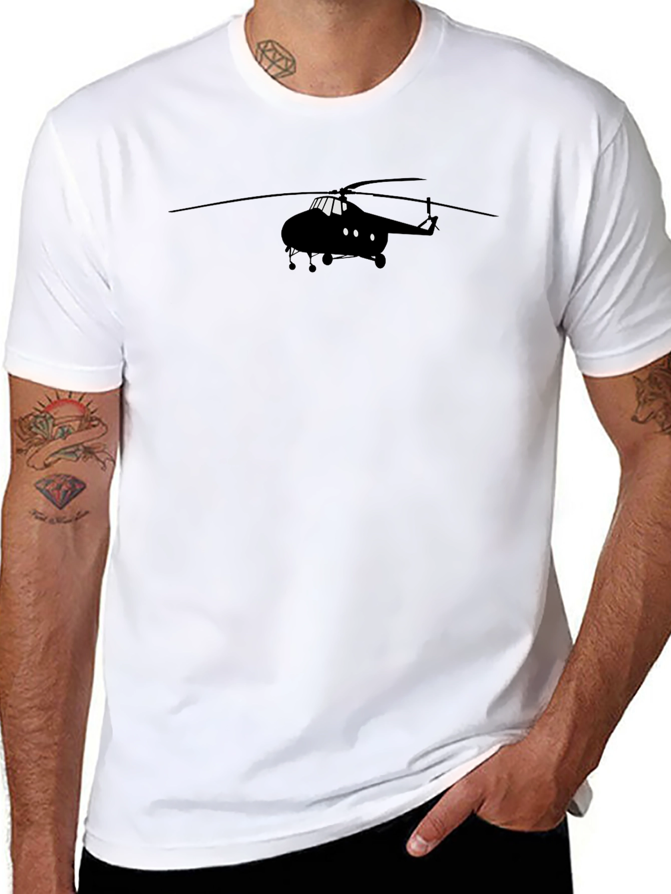 Black Helicopter Graphic T-Shirt