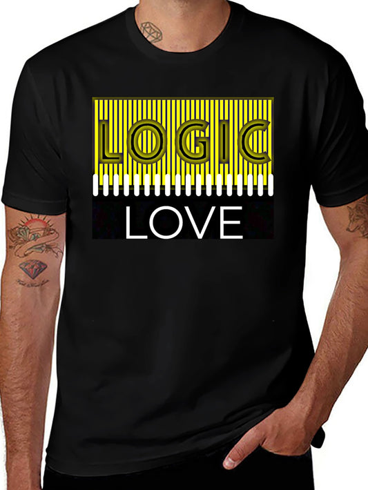 Logic Love Graphic Print T-Shirt - Trendy Crew Neck Tee