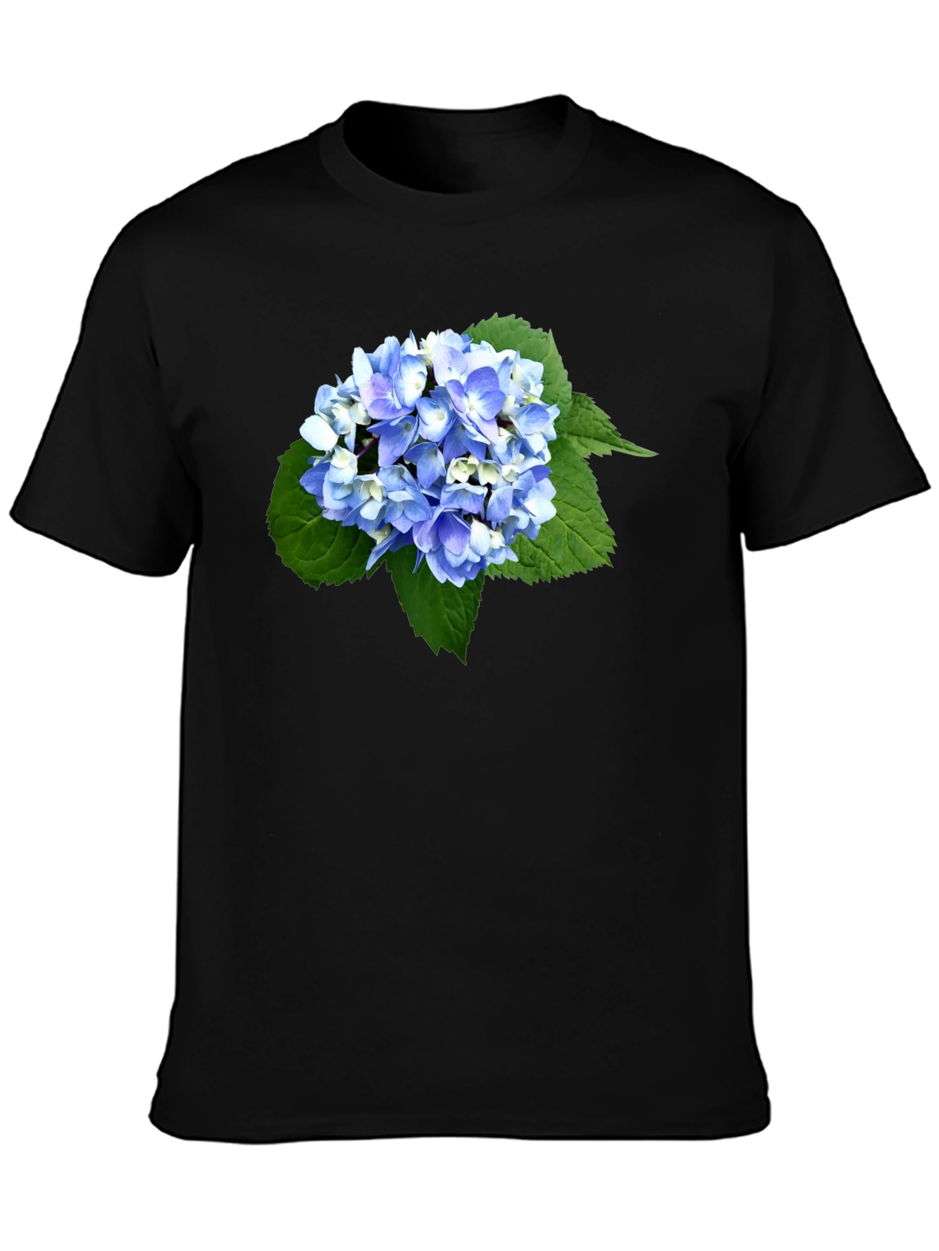 Hydrangea Print Black T-Shirt