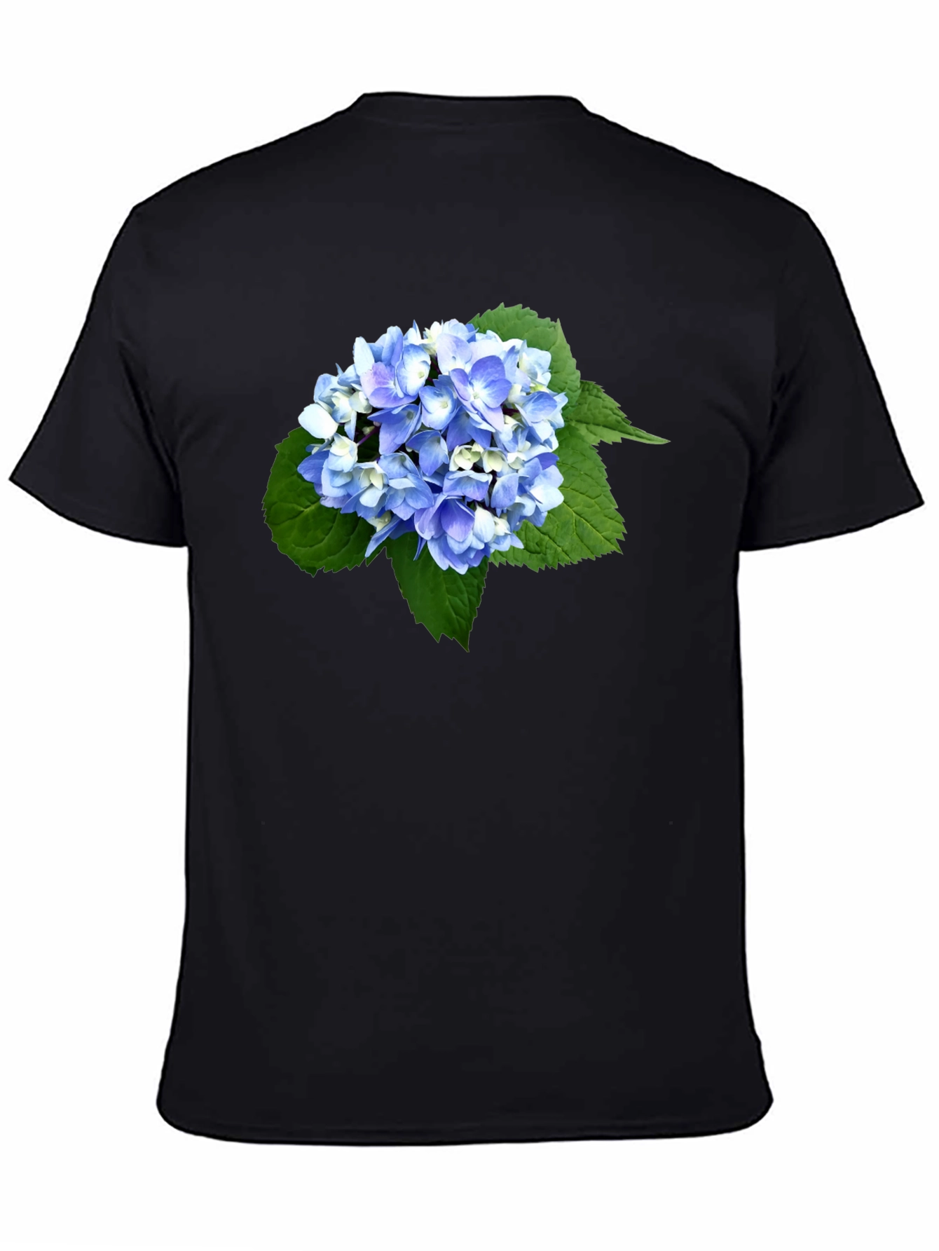 Hydrangea Print Black T-Shirt