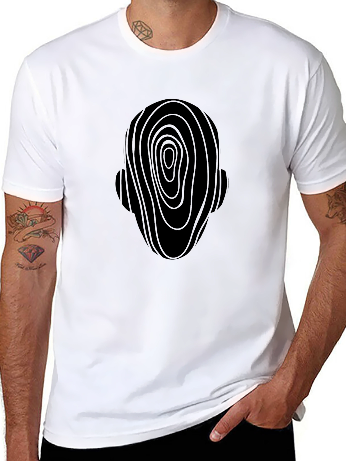 Abstract Head Graphic Tee - Modern Black T-Shirt