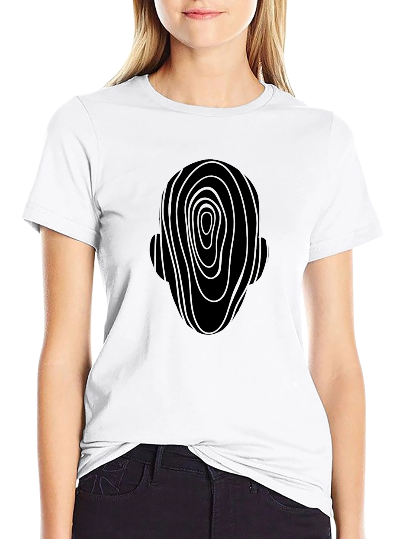 Abstract Head Graphic Tee - Modern Black T-Shirt