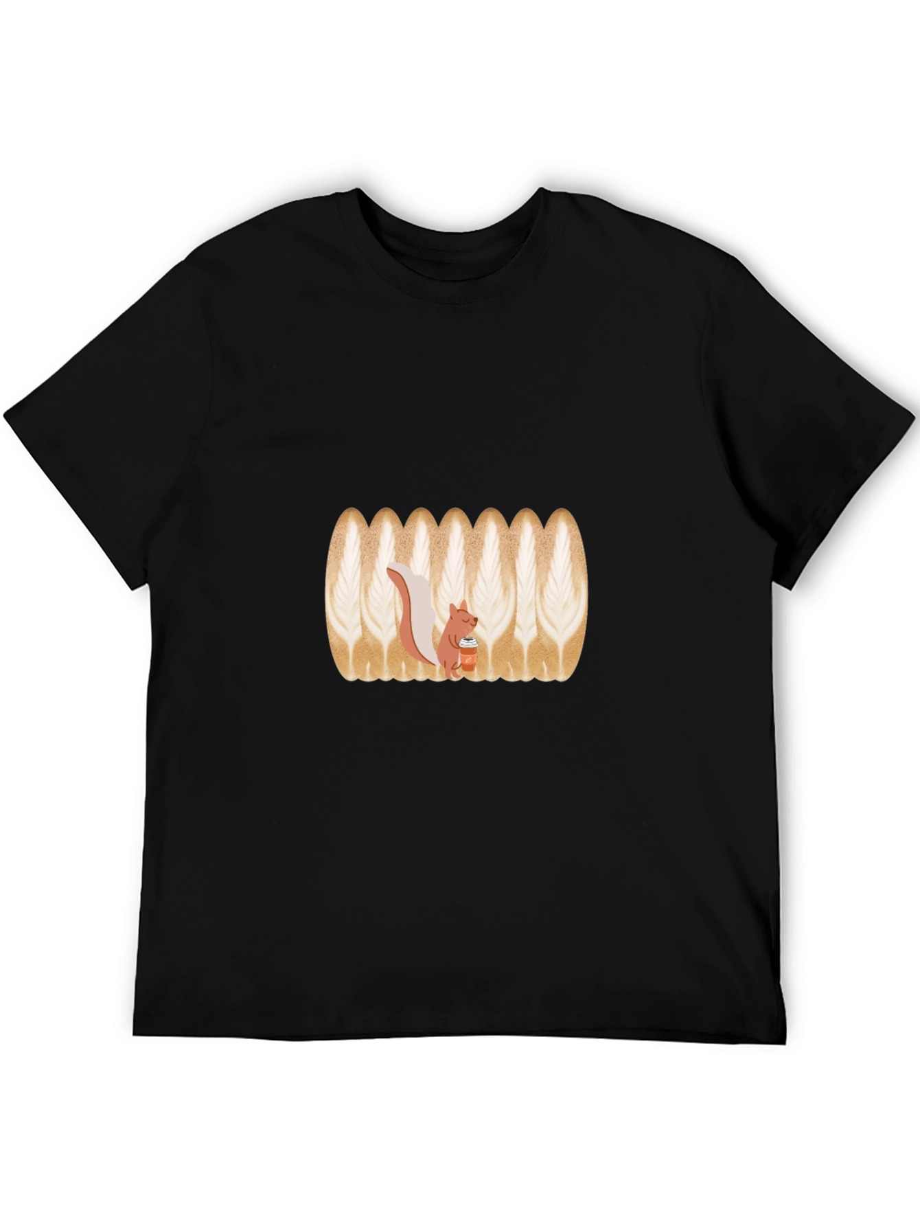 Squirrel Latte Art Black T-Shirt