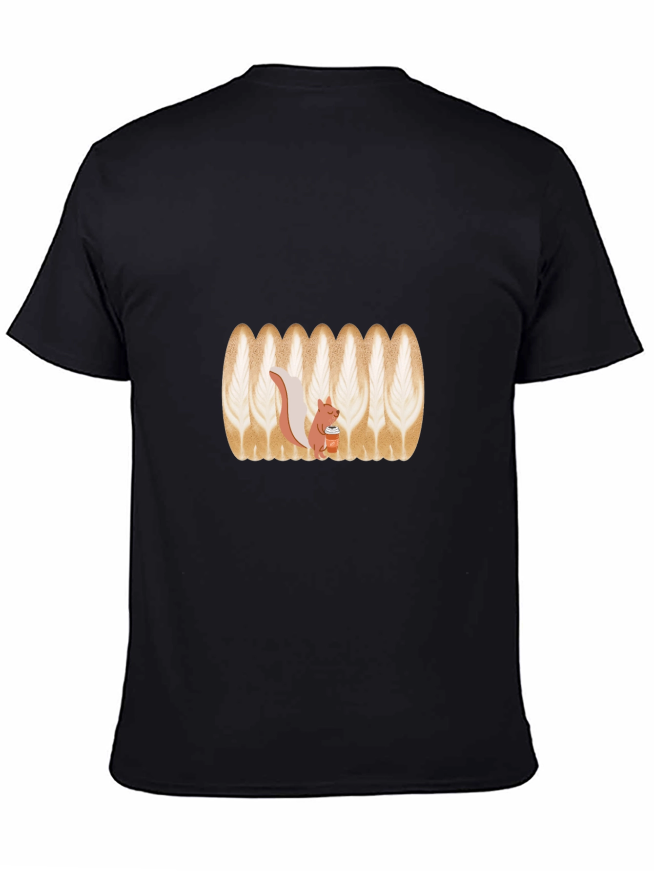Squirrel Latte Art Black T-Shirt