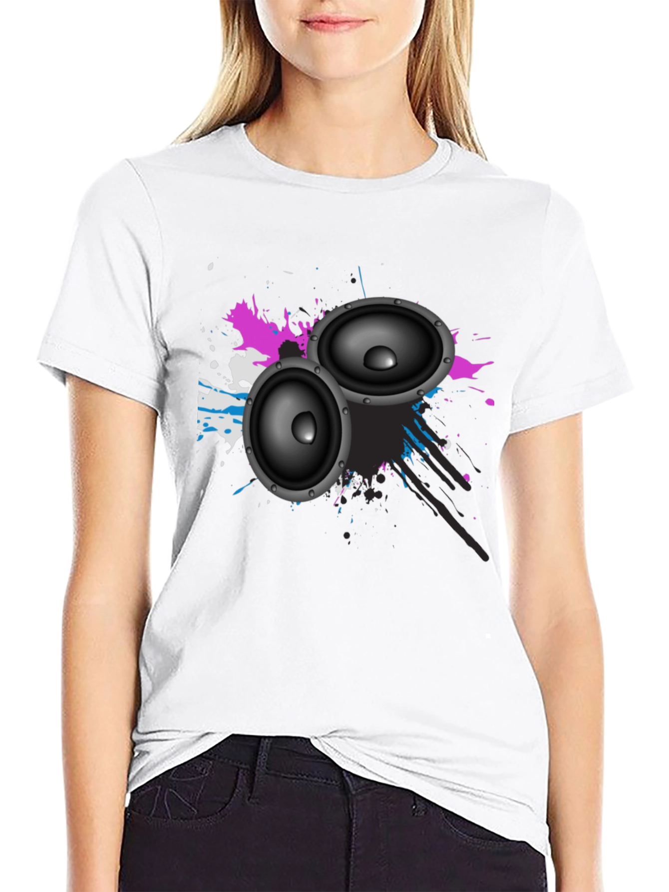 Black Speaker Graphic Tee - Stylish Music Lover Shirt