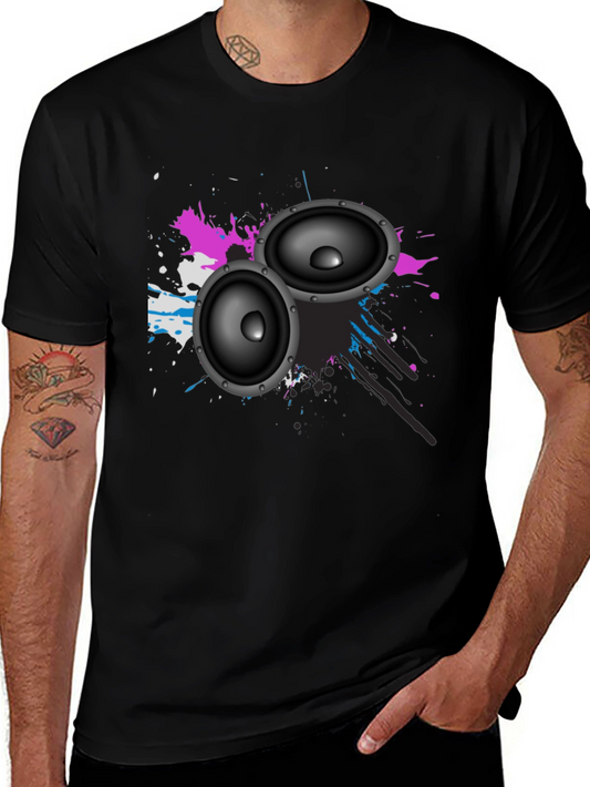 Black Speaker Graphic Tee - Stylish Music Lover Shirt