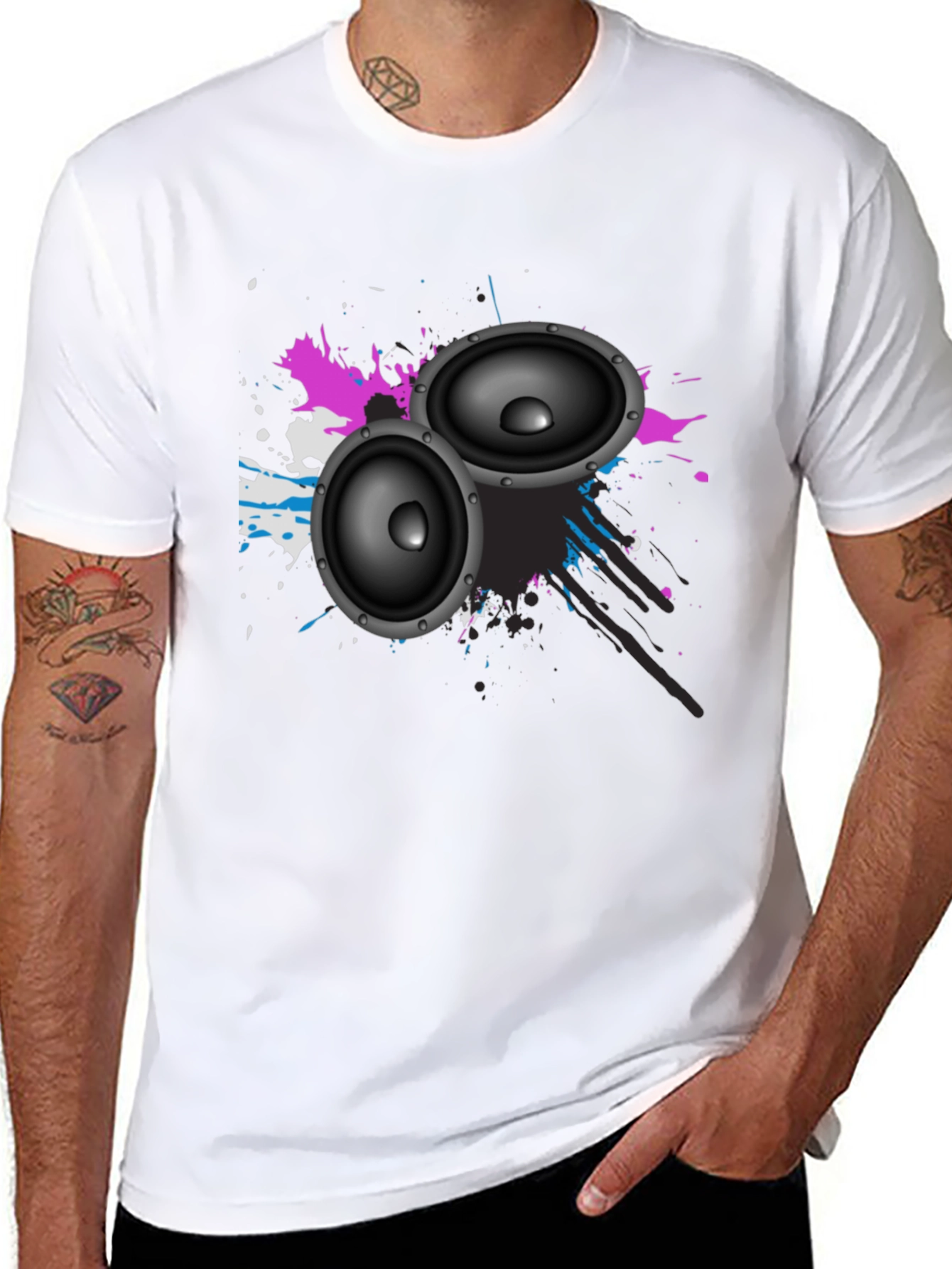 Black Speaker Graphic Tee - Stylish Music Lover Shirt