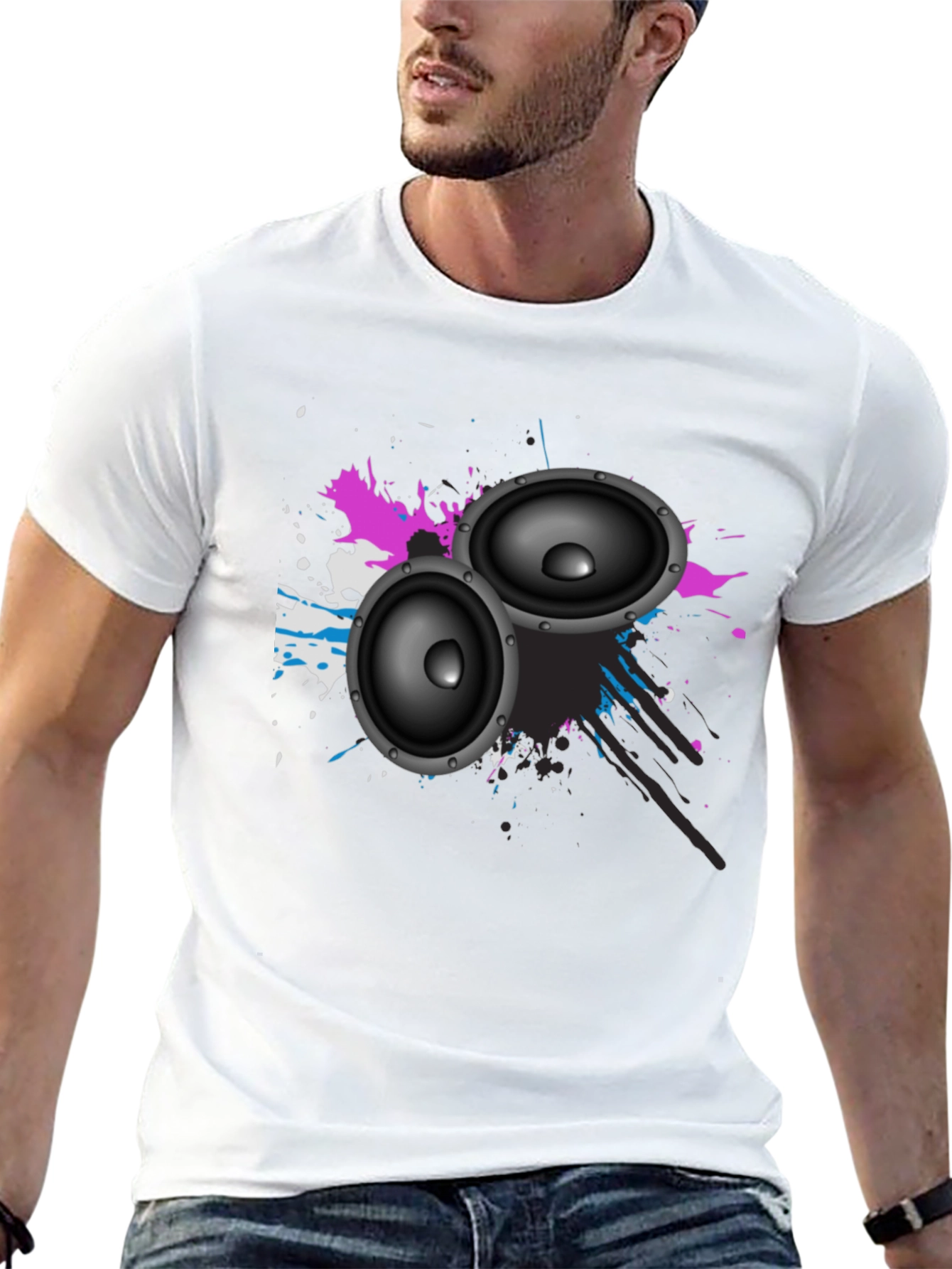 Black Speaker Graphic Tee - Stylish Music Lover Shirt