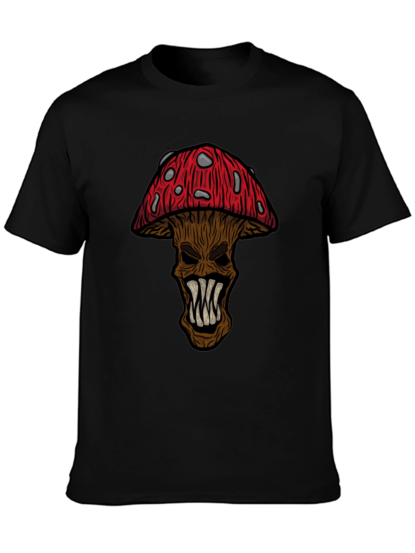 Creepy Mushroom Graphic Tee - Black