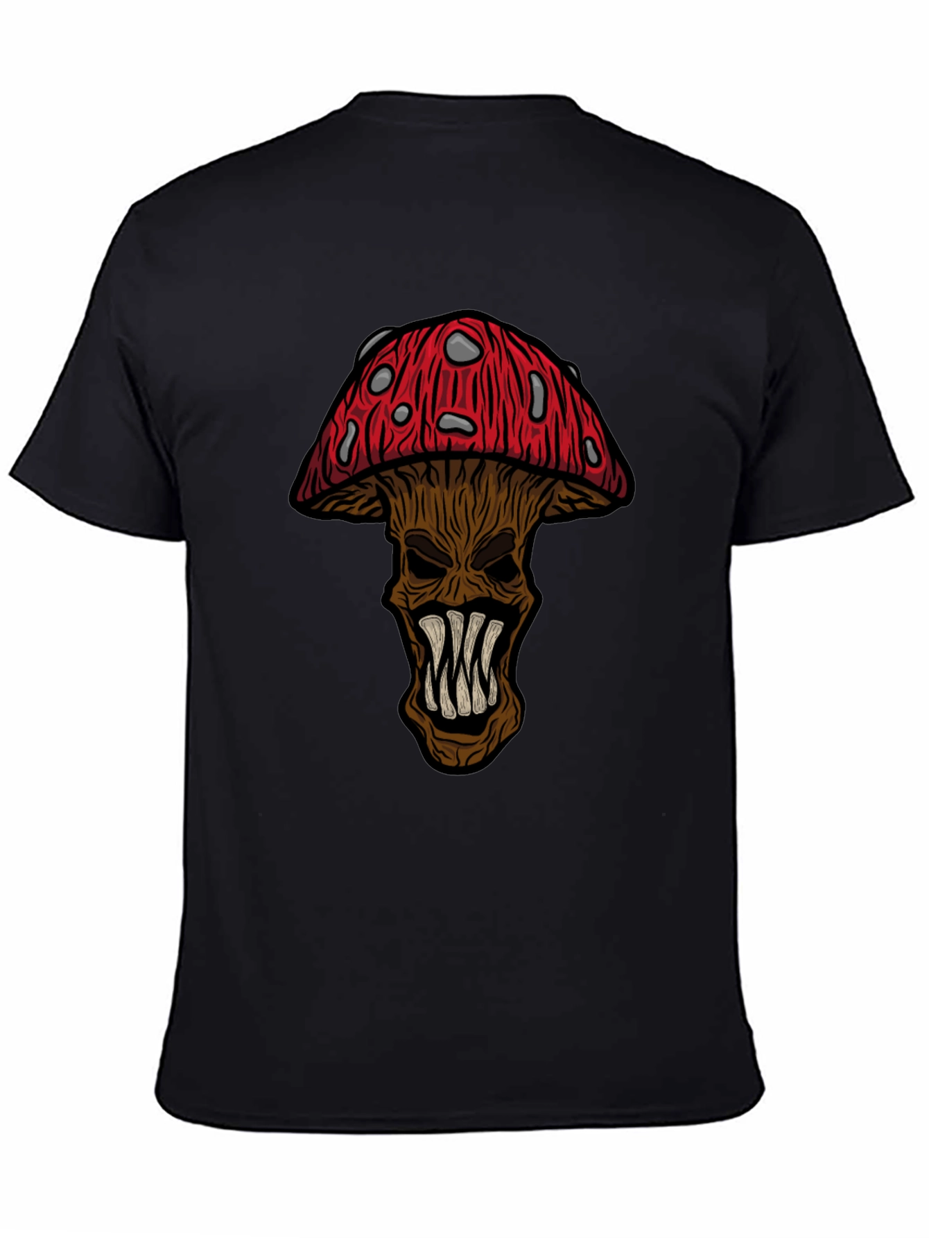 Creepy Mushroom Graphic Tee - Black