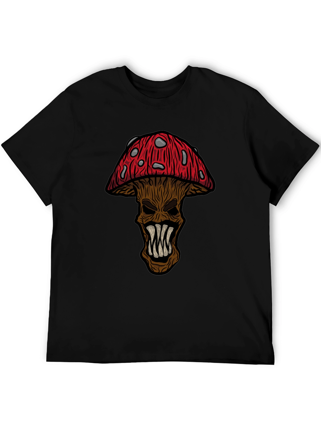 Creepy Mushroom Graphic Tee - Black