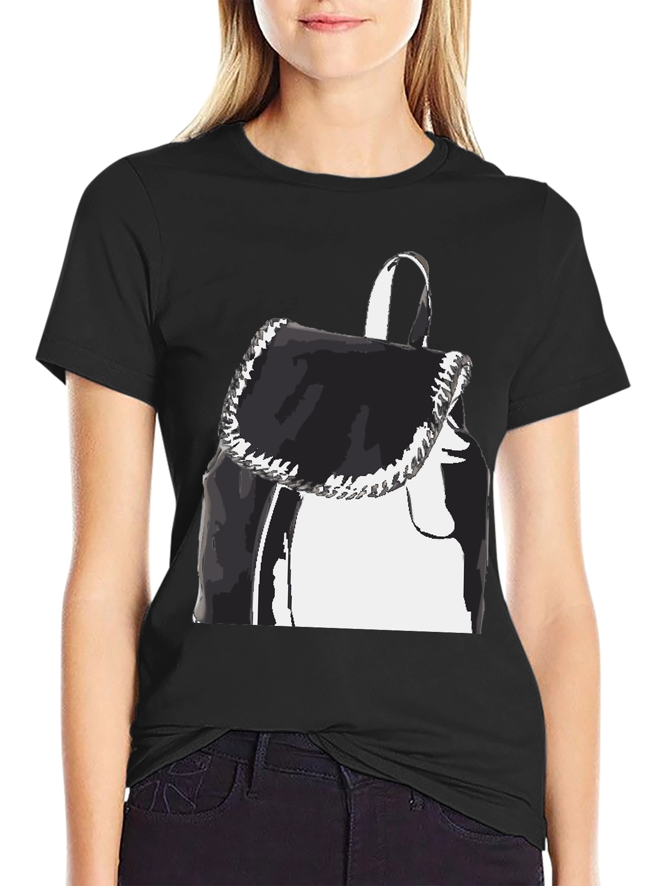 Black Graphic Tee - Backpack Print