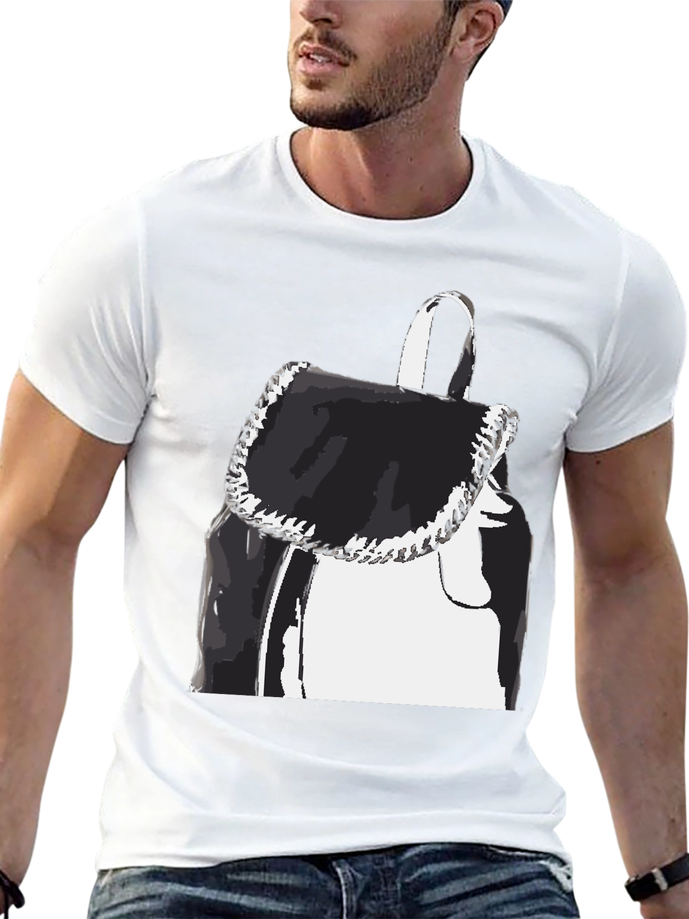 Black Graphic Tee - Backpack Print