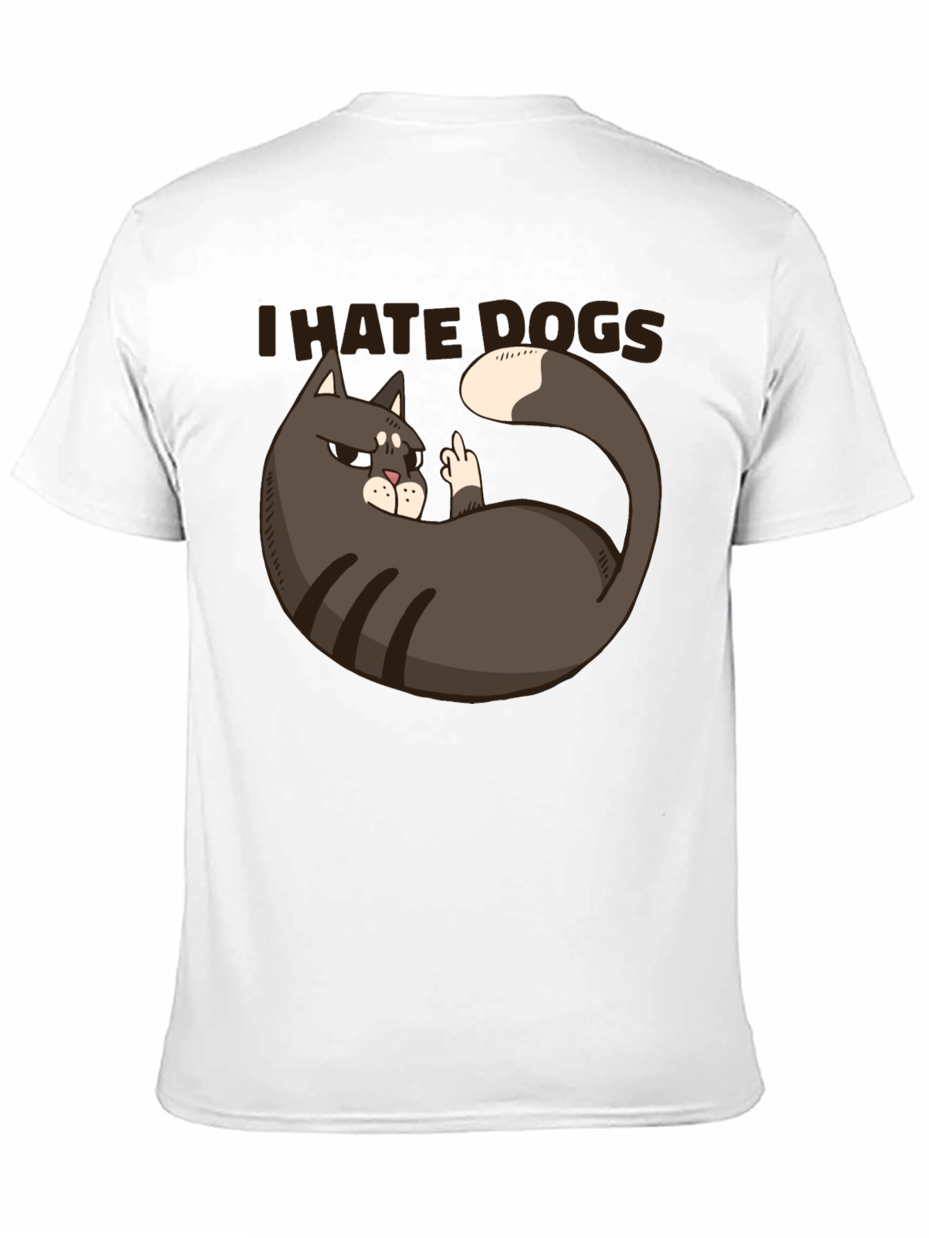 I Hate Dogs Cat Middle Finger Graphic T-Shirt