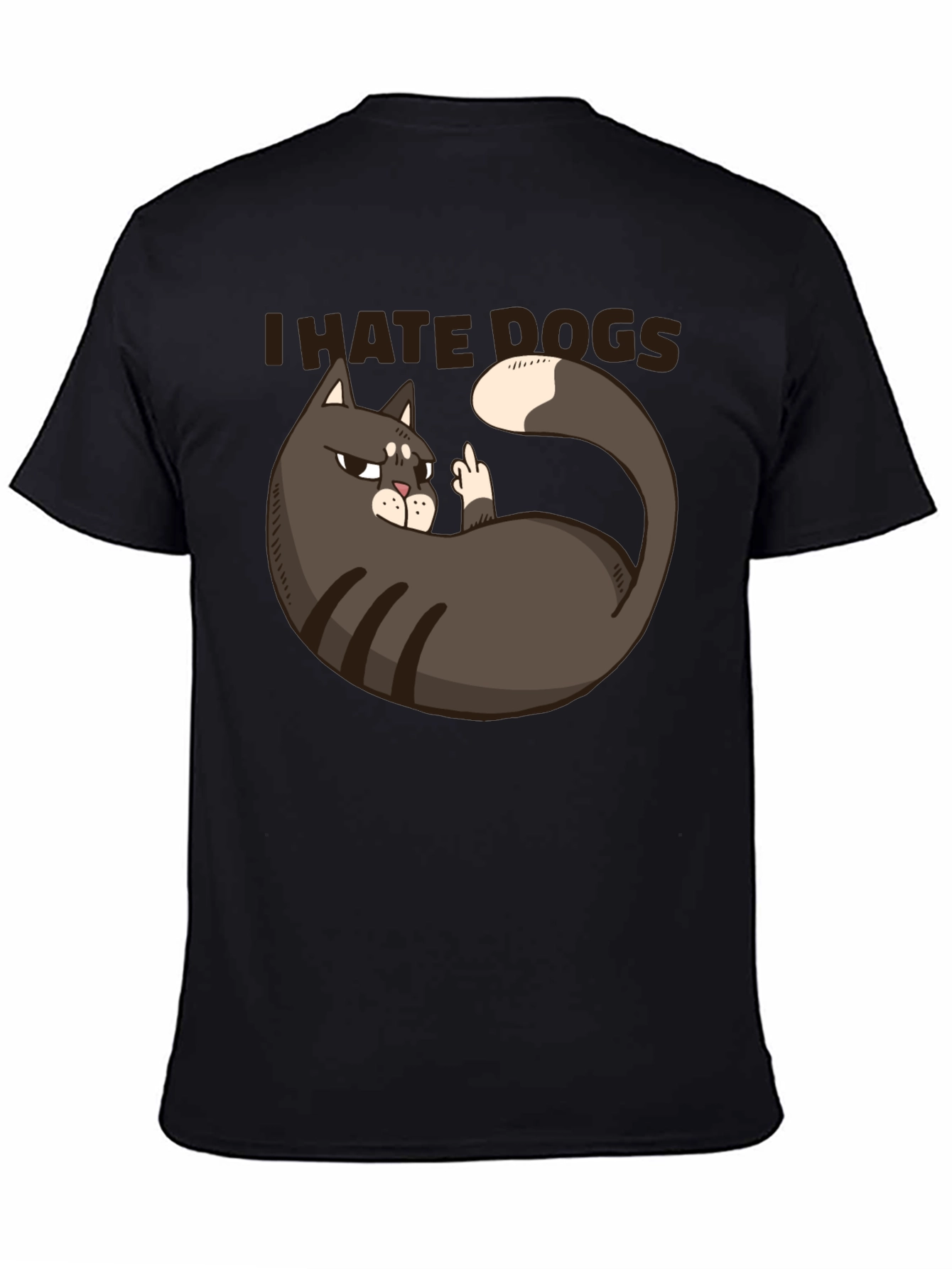 I Hate Dogs Cat Middle Finger Graphic T-Shirt