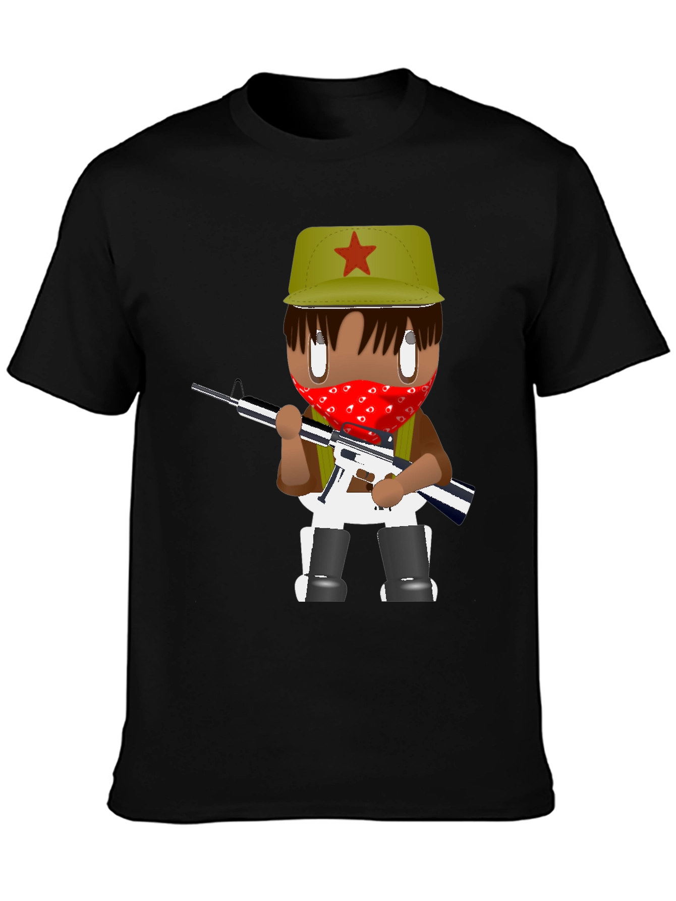 Graphic T-Shirt - Cartoon Character with Red Bandana