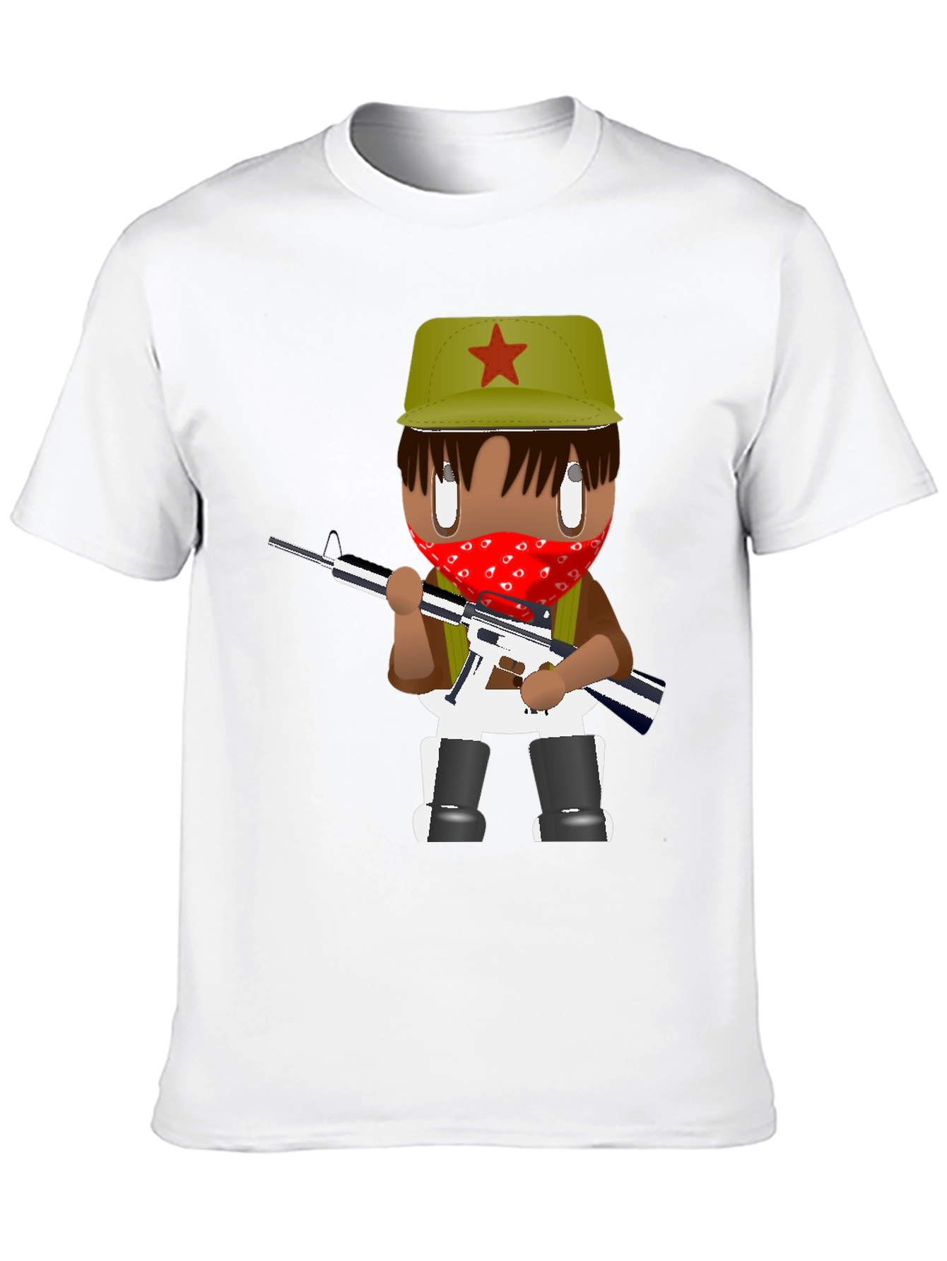 Graphic T-Shirt - Cartoon Character with Red Bandana