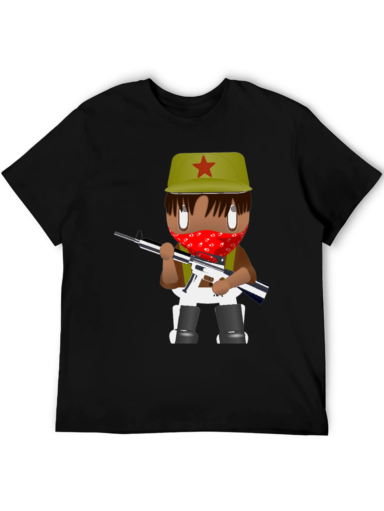 Graphic T-Shirt - Cartoon Character with Red Bandana