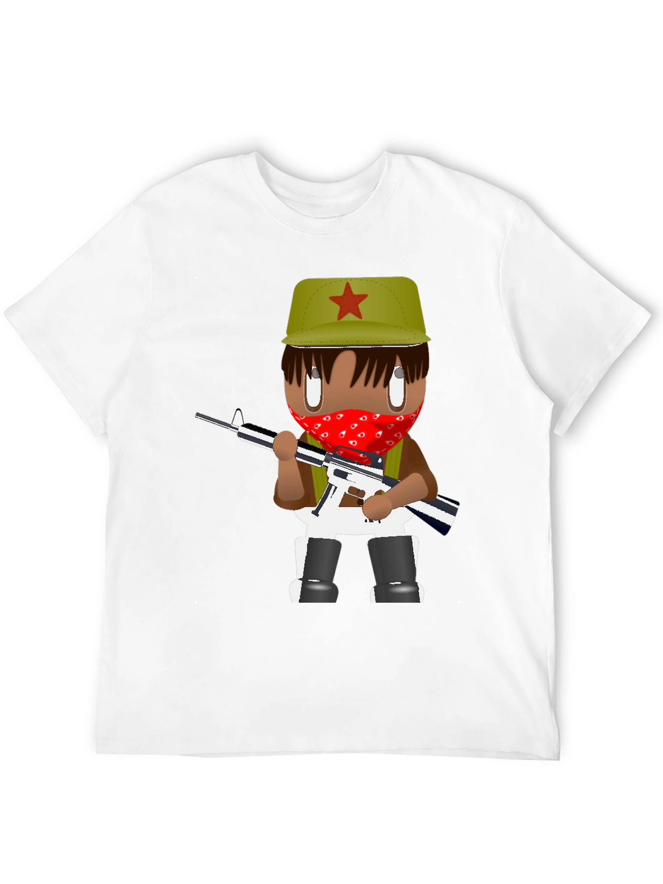 Graphic T-Shirt - Cartoon Character with Red Bandana