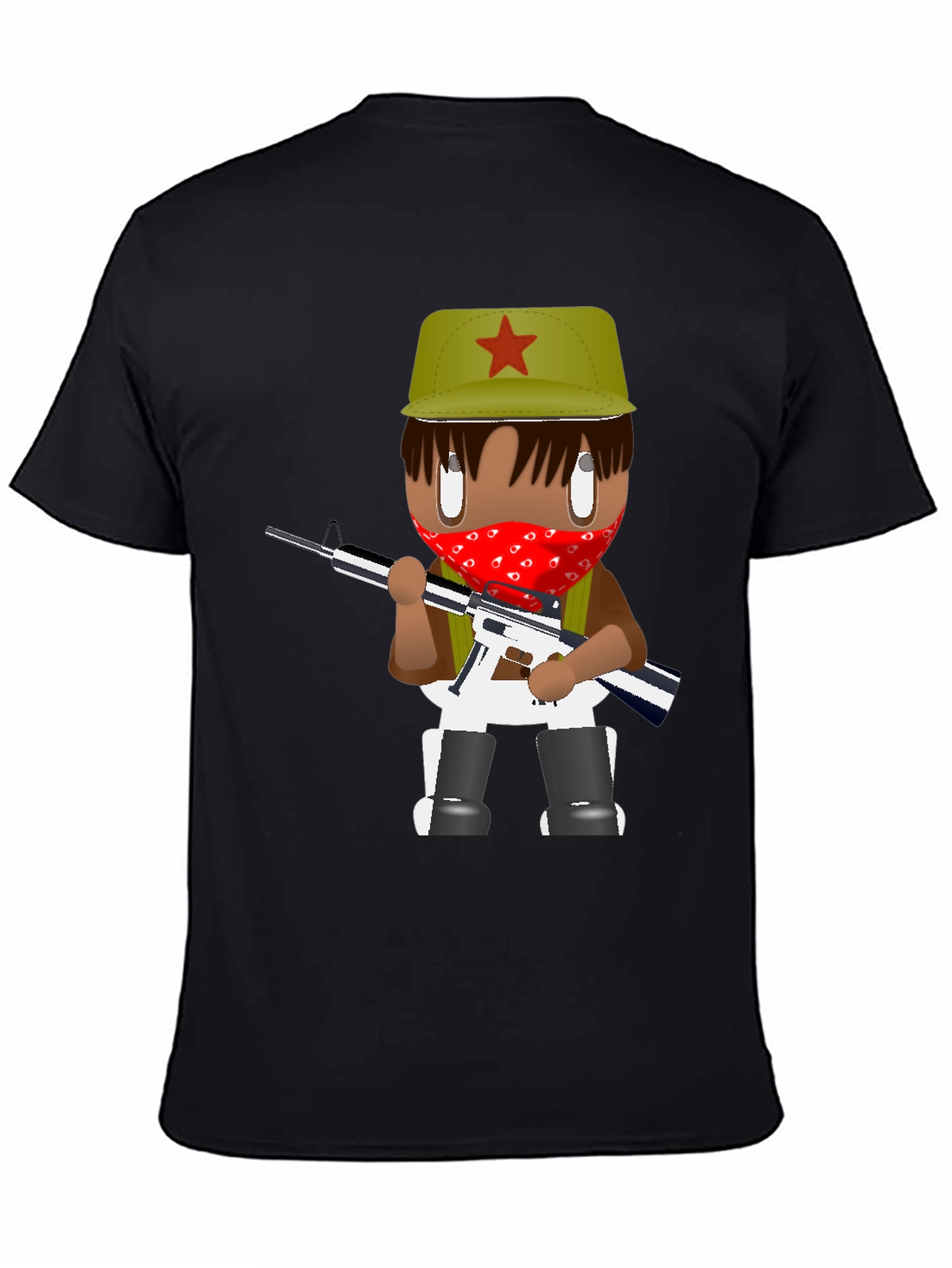Graphic T-Shirt - Cartoon Character with Red Bandana