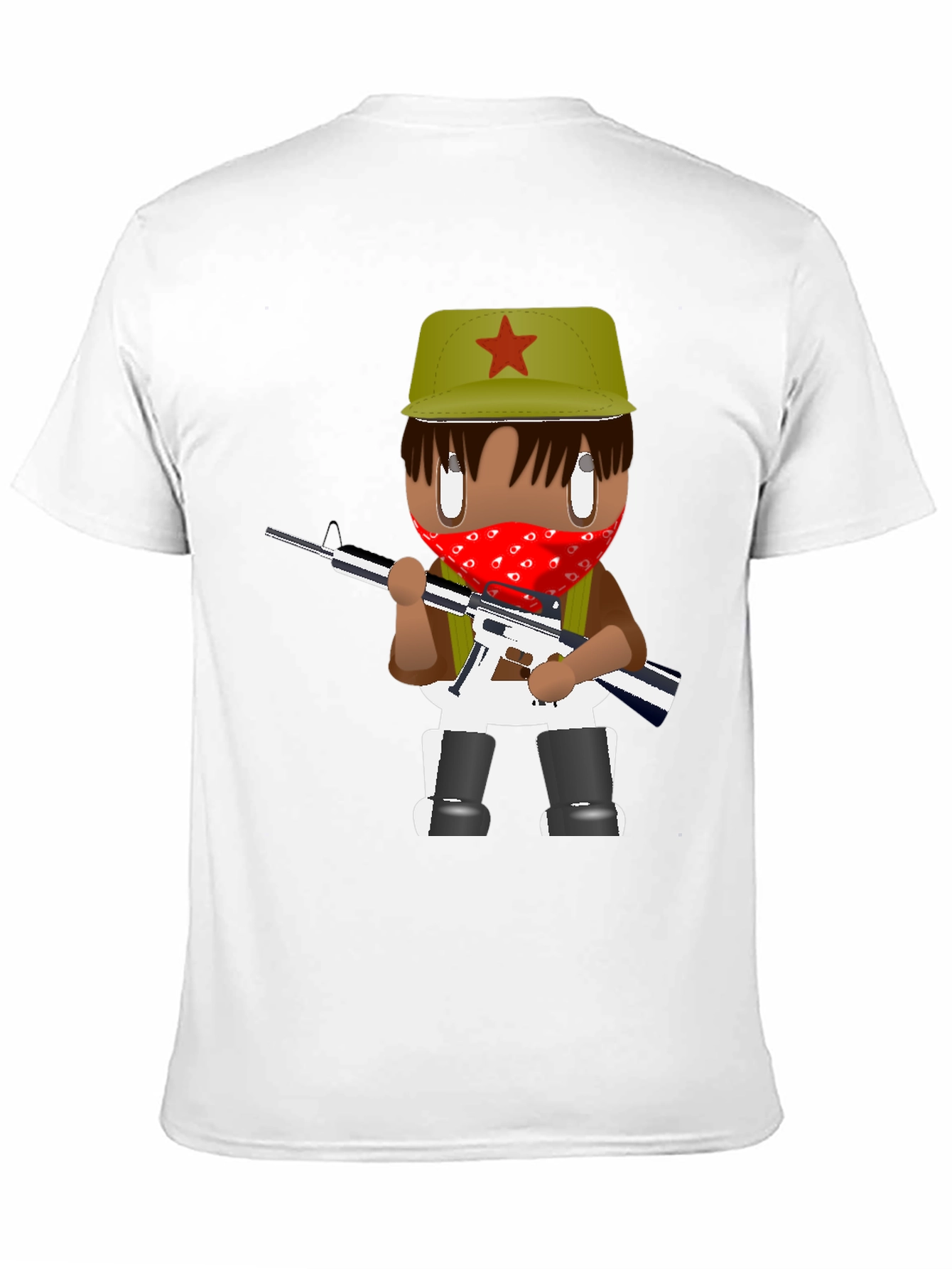 Graphic T-Shirt - Cartoon Character with Red Bandana