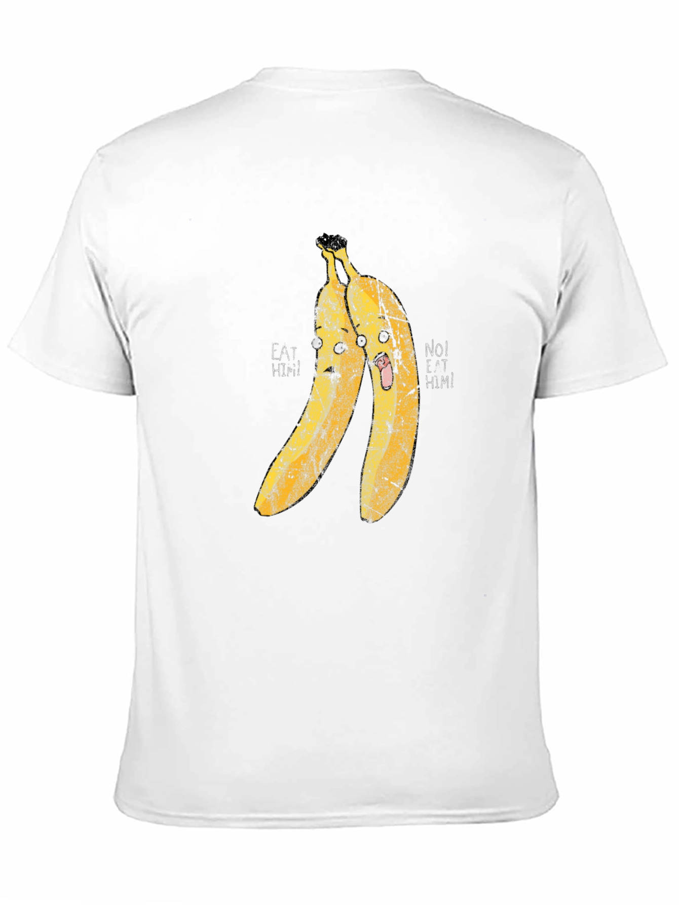 Eat Him! Banana Cartoon Graphic Print Black T-Shirt