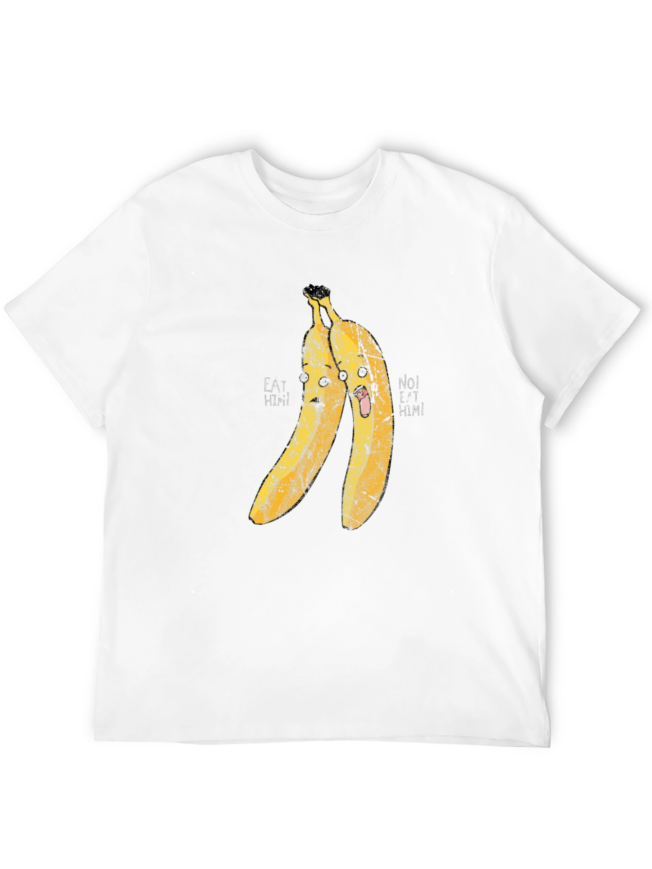 Eat Him! Banana Cartoon Graphic Print Black T-Shirt