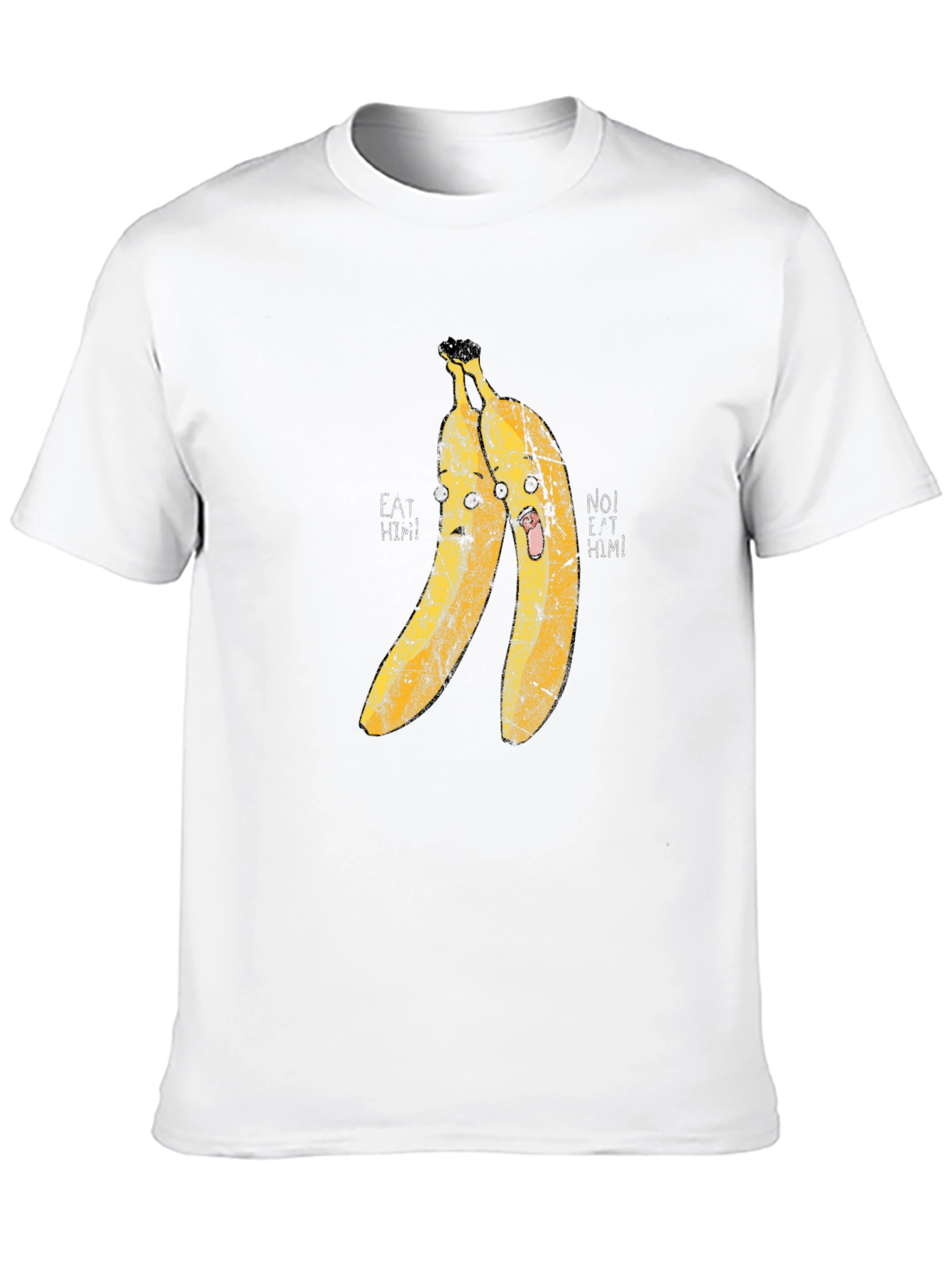 Eat Him! Banana Cartoon Graphic Print Black T-Shirt