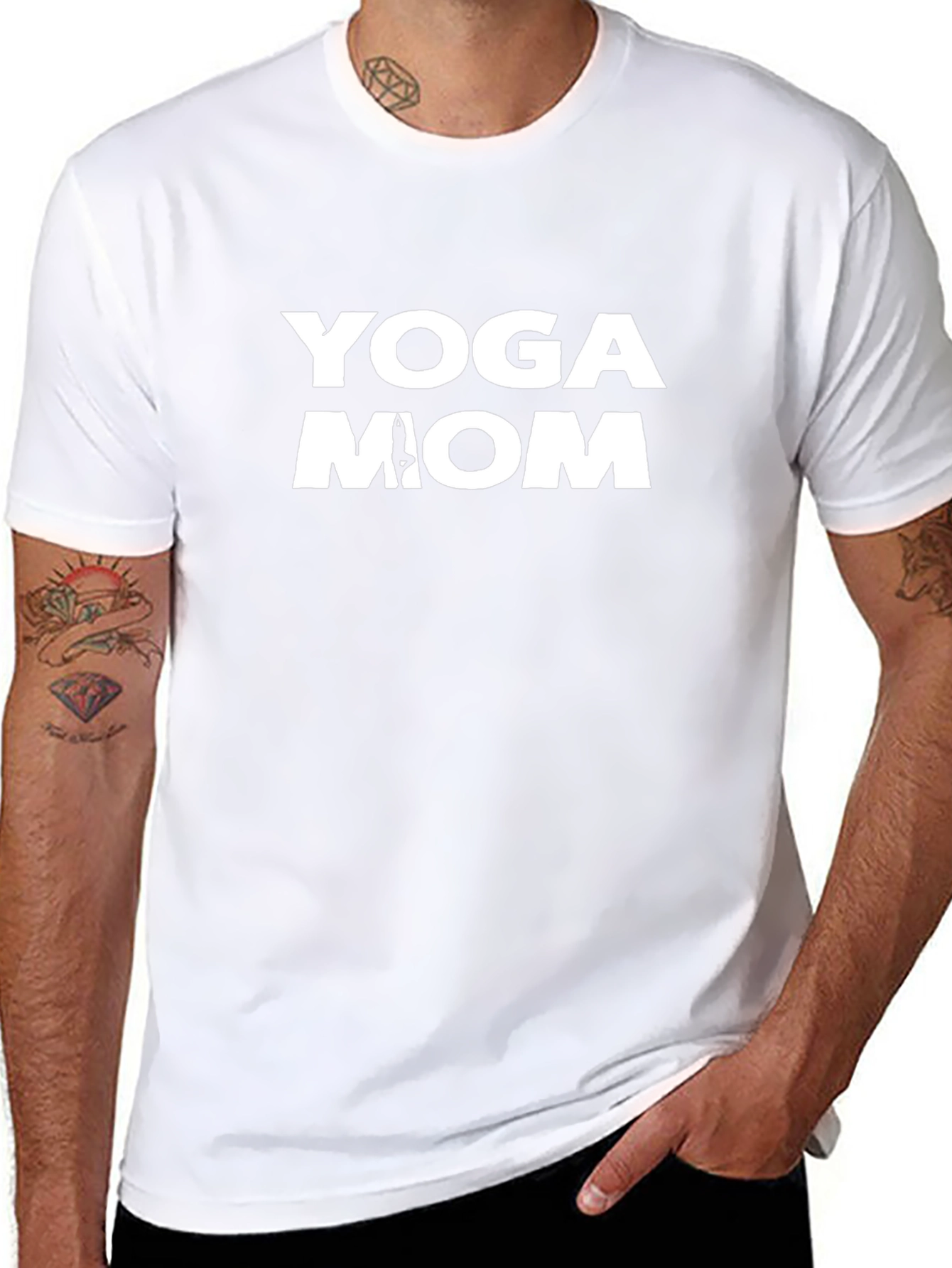 Yoga Mom Graphic Tee - Black Cotton Blend T-Shirt