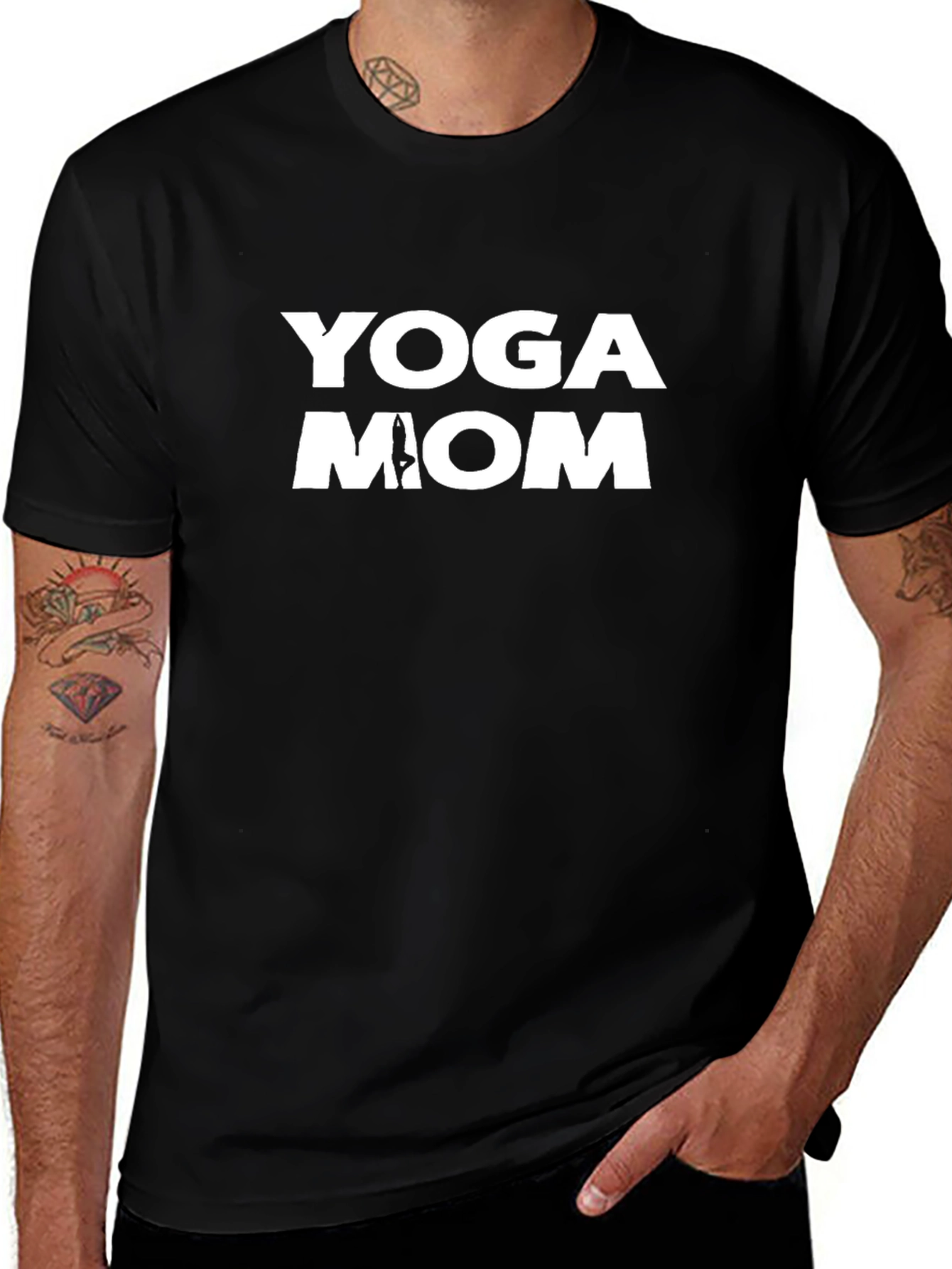 Yoga Mom Graphic Tee - Black Cotton Blend T-Shirt