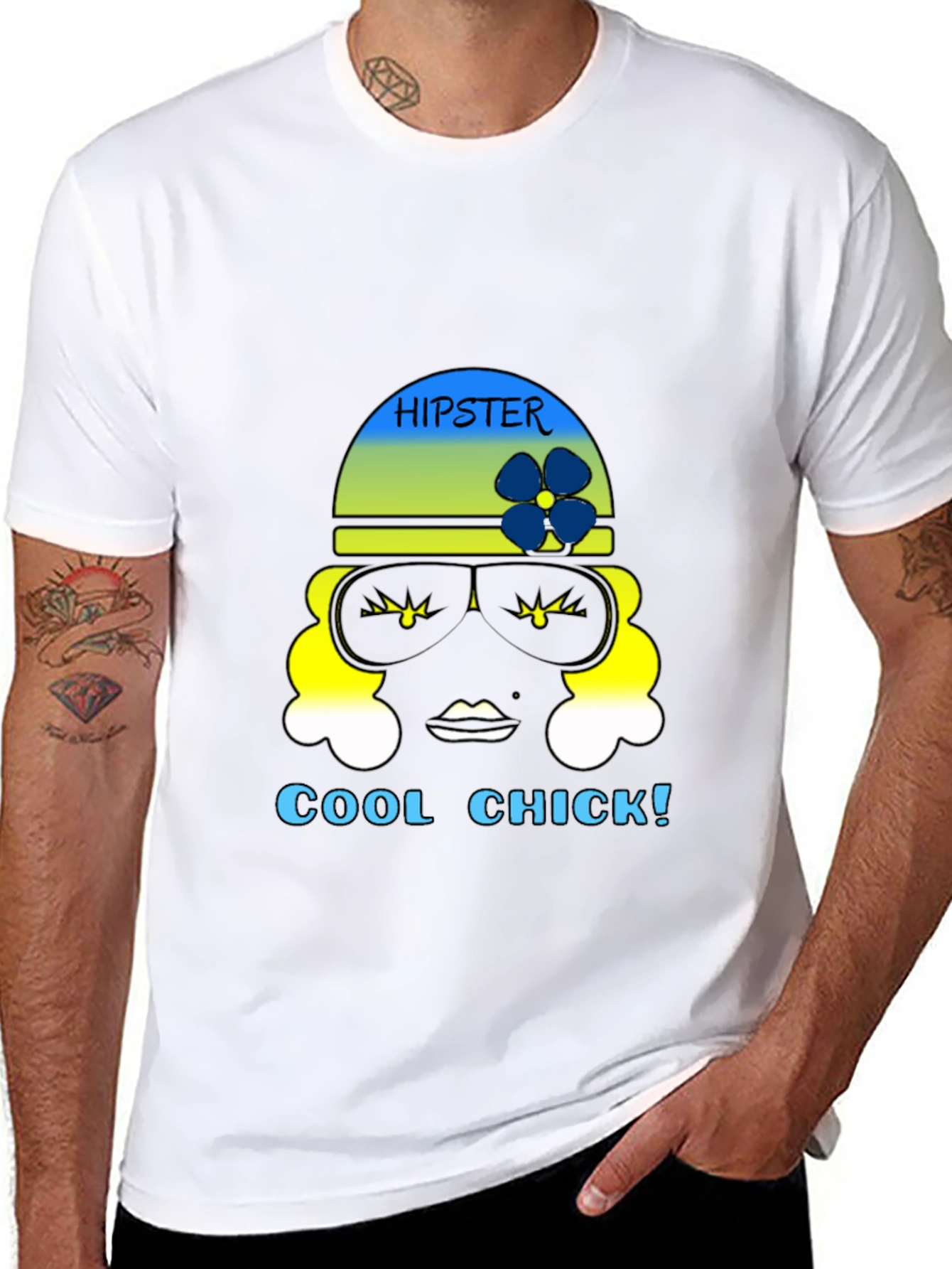 Hipster Chick Graphic Tee - Black Unisex T-Shirt