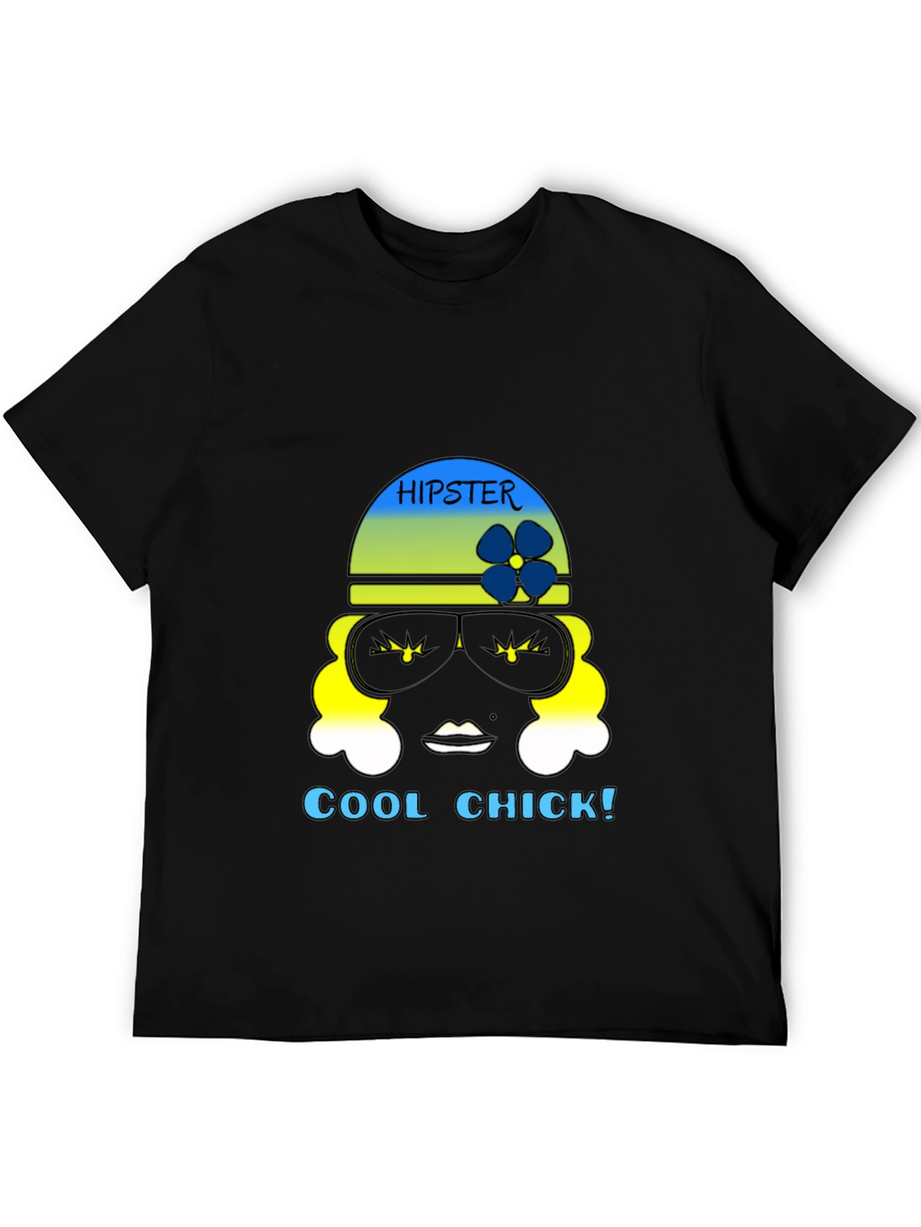 Hipster Chick Graphic Tee - Black Unisex T-Shirt