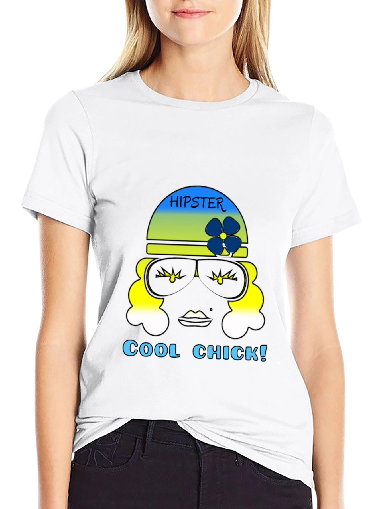 Hipster Chick Graphic Tee - Black Unisex T-Shirt