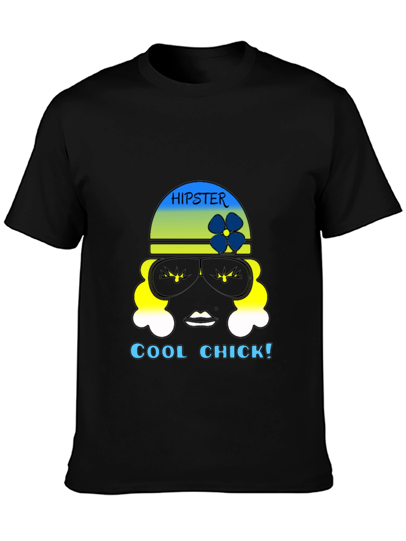 Hipster Chick Graphic Tee - Black Unisex T-Shirt