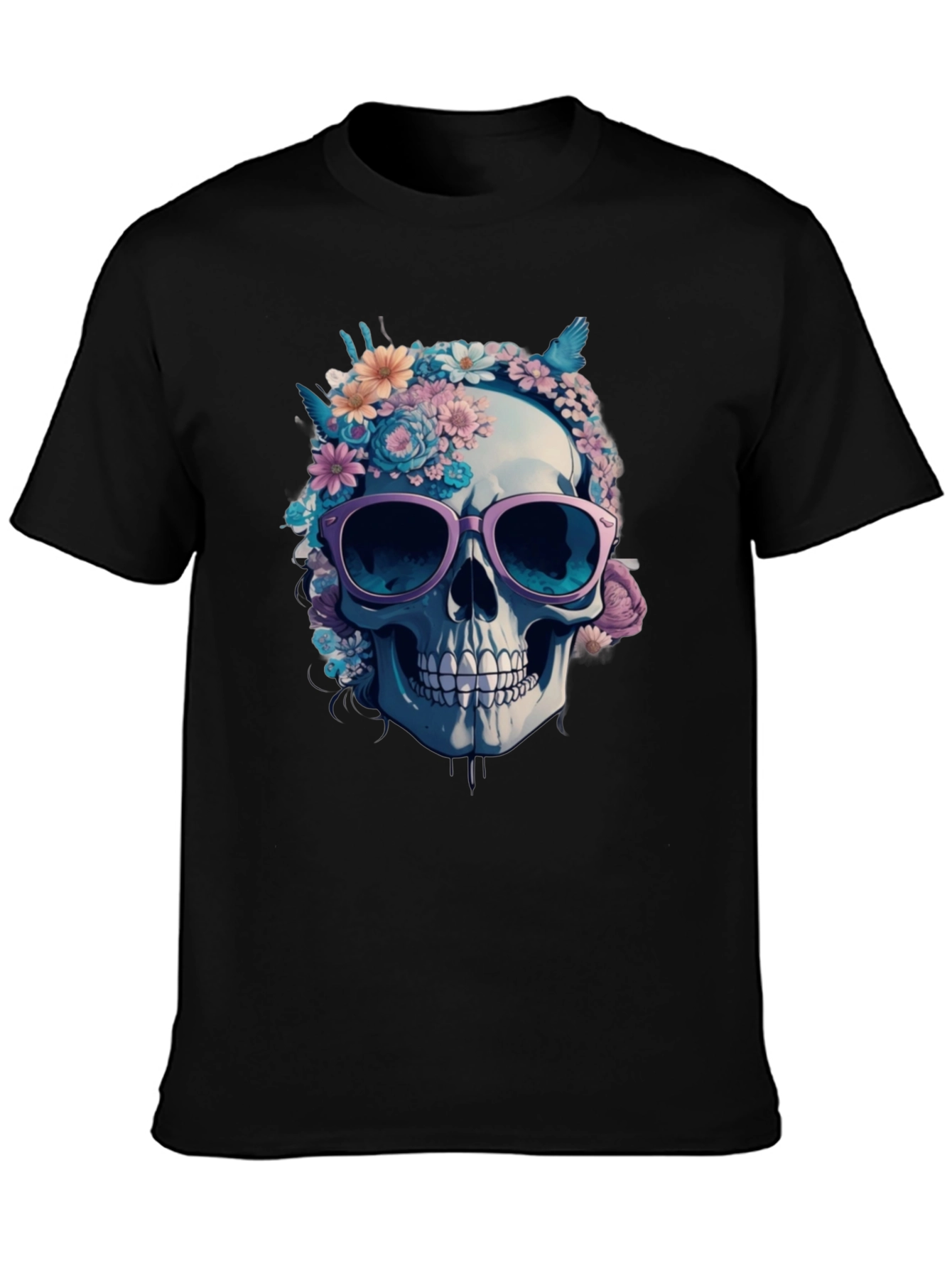 Floral Skull Graphic Tee - Stylish Skull T-Shirt