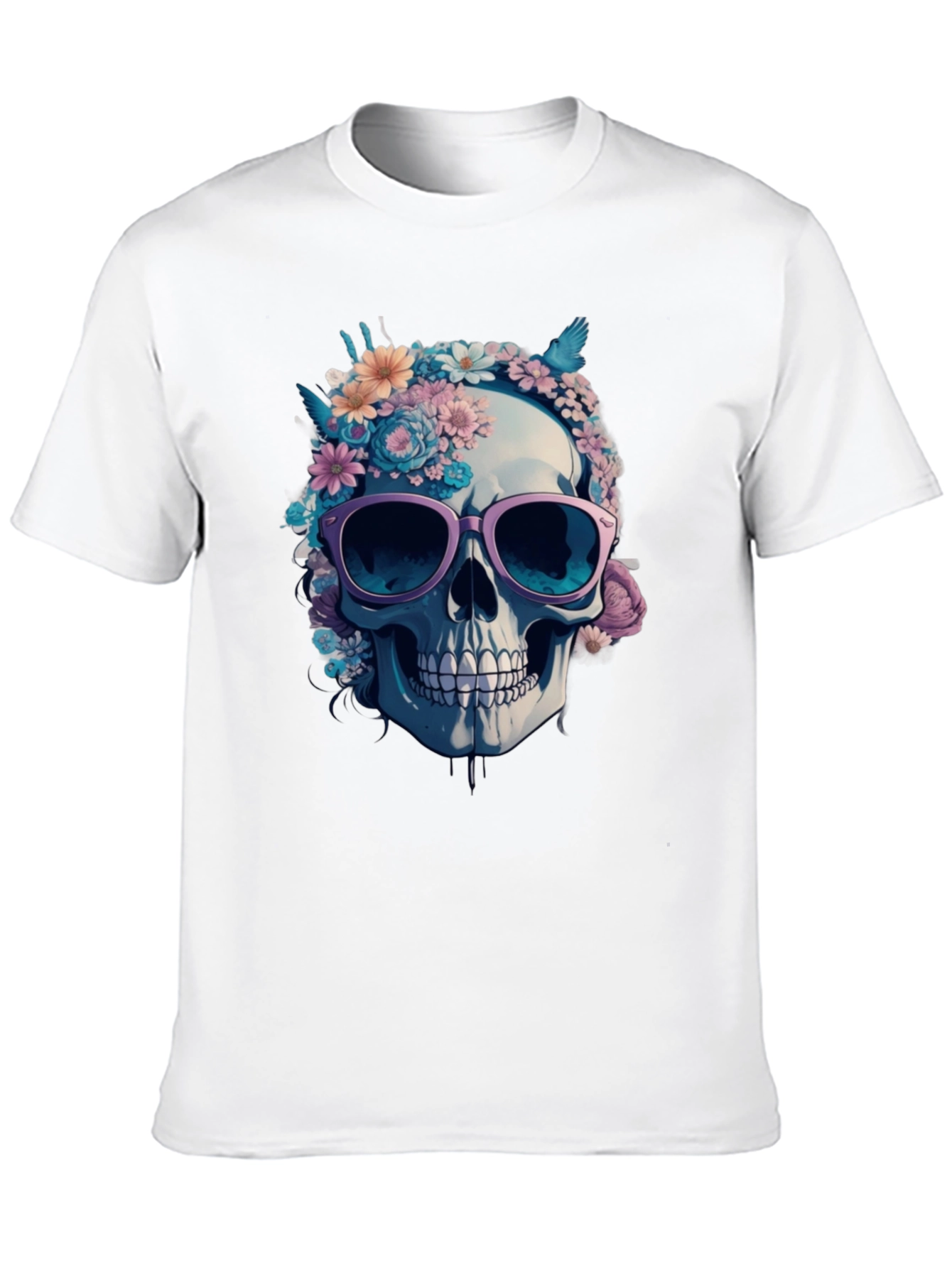 Floral Skull Graphic Tee - Stylish Skull T-Shirt