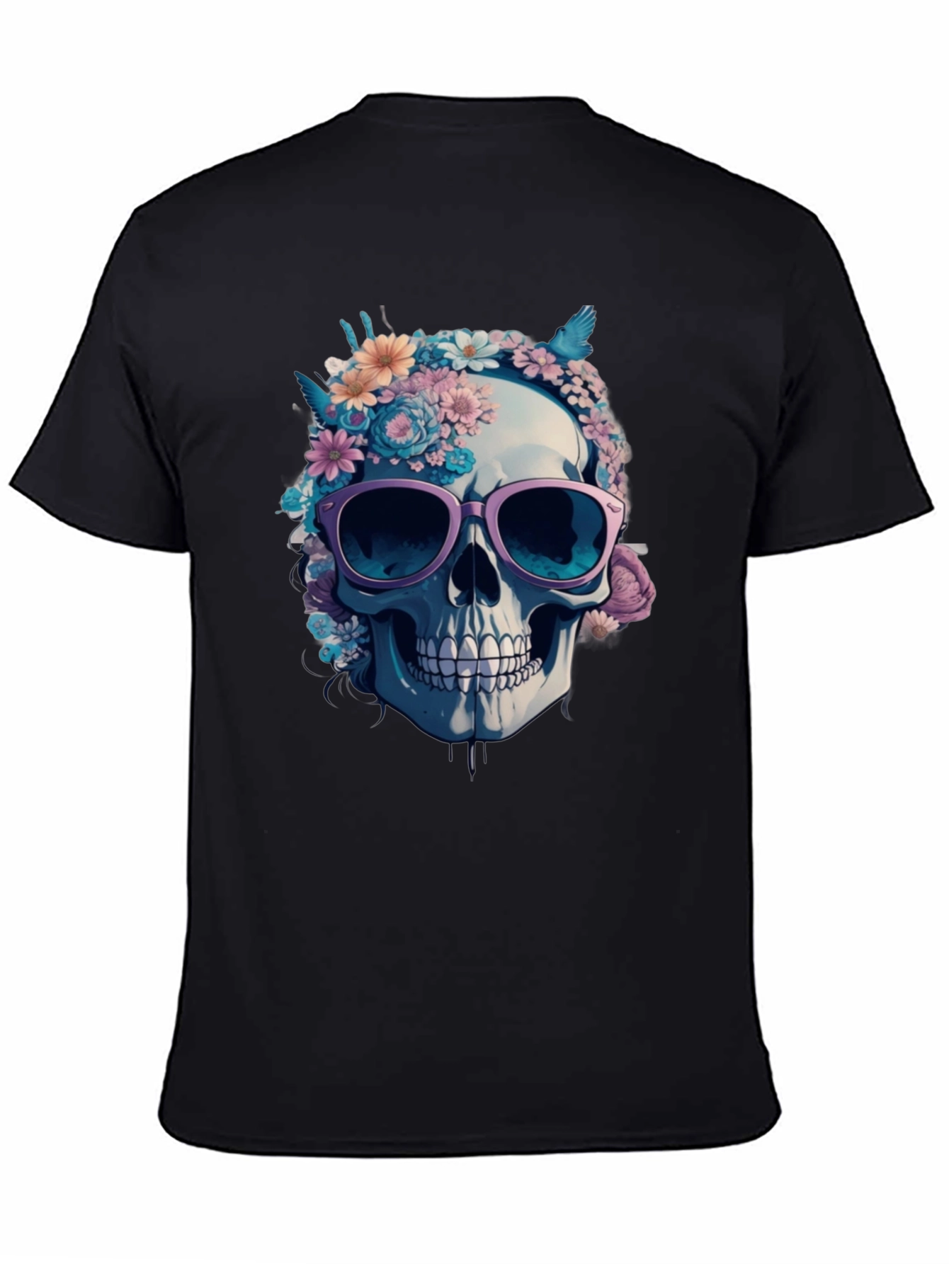 Floral Skull Graphic Tee - Stylish Skull T-Shirt