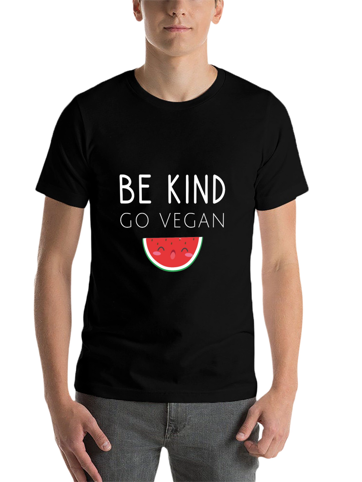 Be Kind Go Vegan Watermelon Graphic Tee - Black
