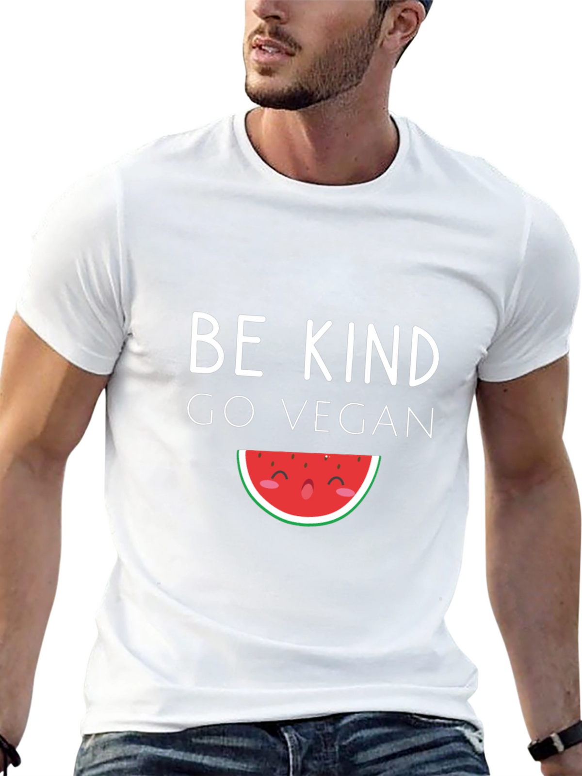 Be Kind Go Vegan Watermelon Graphic Tee - Black